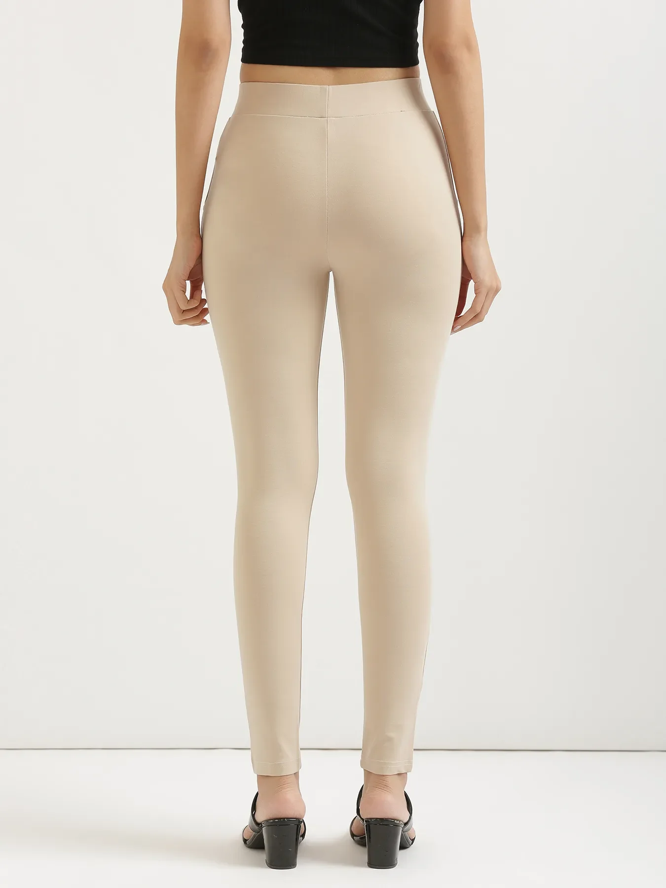 Women Beige 4-Way Stretchable Pants - Image 8