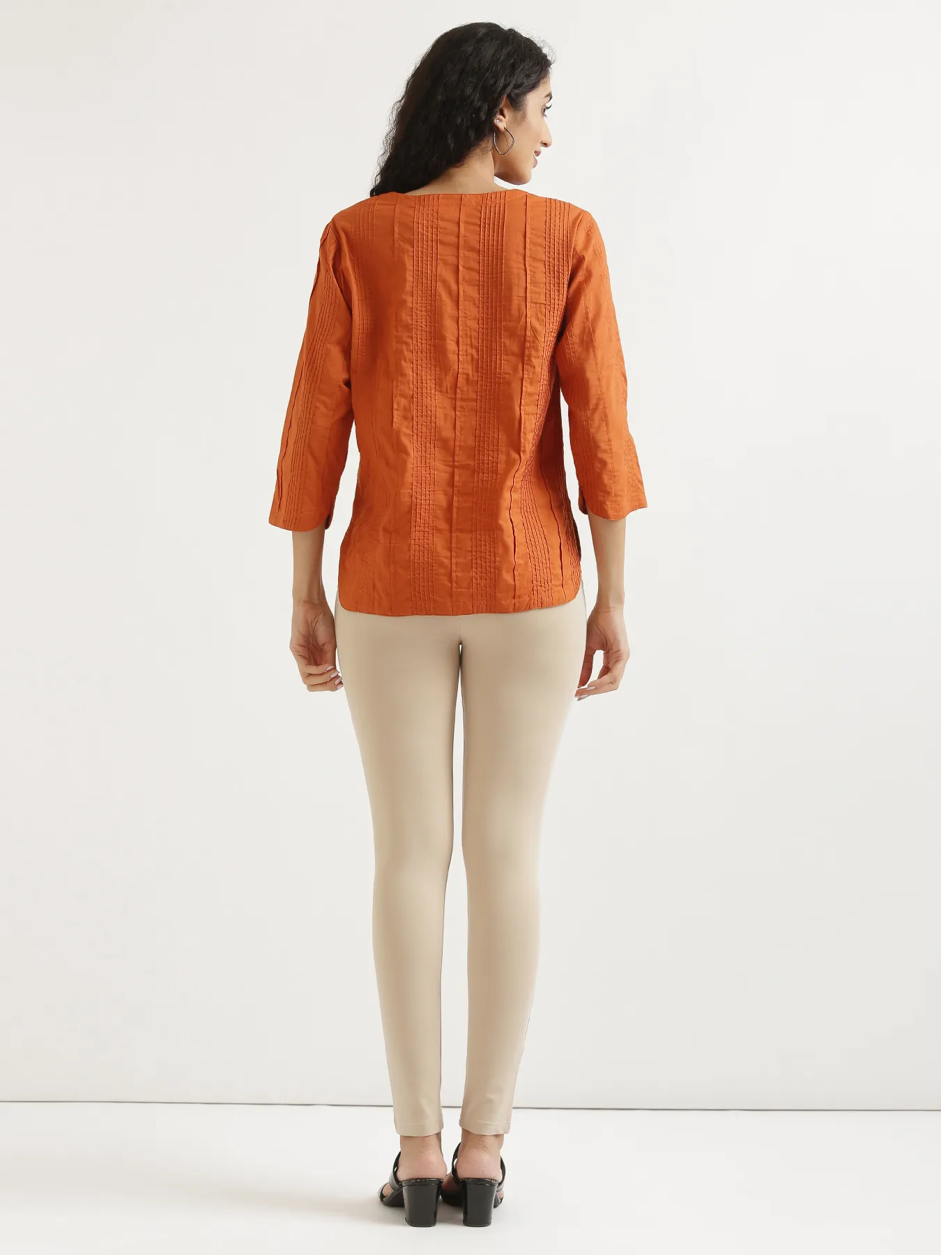 Women Beige 4-Way Stretchable Pants - Image 9