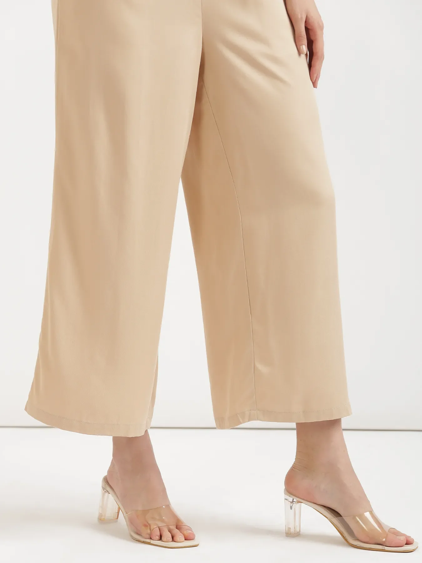 Women Beige Viscose Palazzo Pant - Image 11