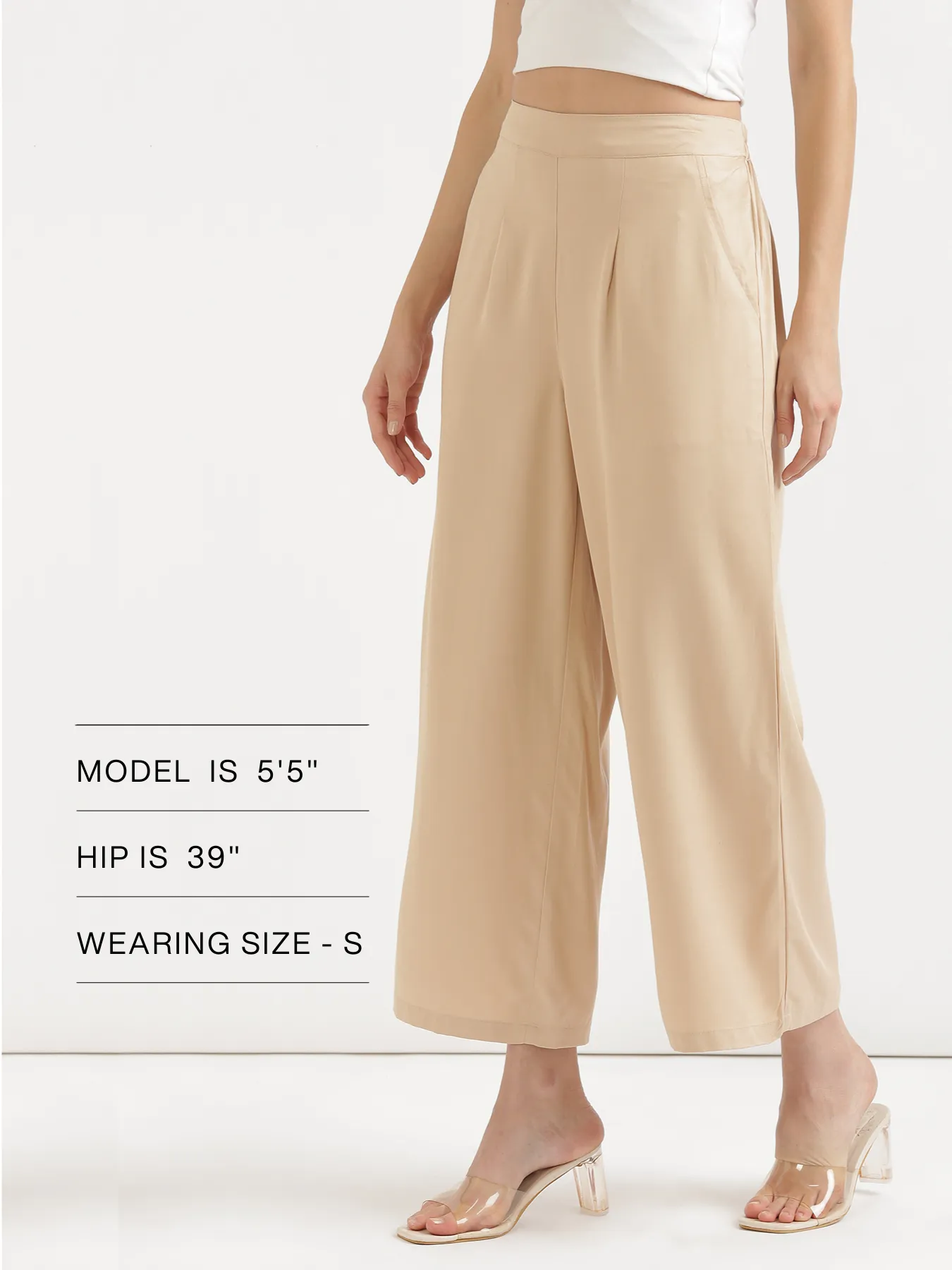 Women Beige Viscose Palazzo Pant - Image 13