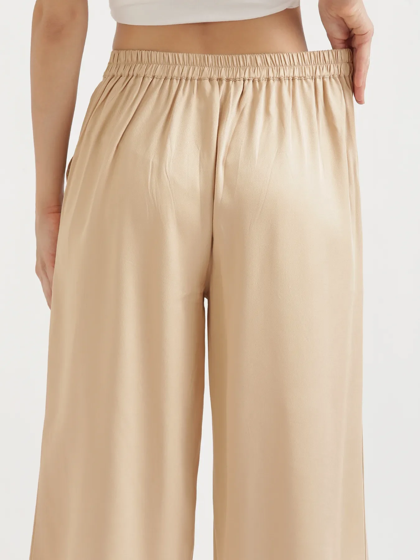 Women Beige Viscose Palazzo Pant - Image 9