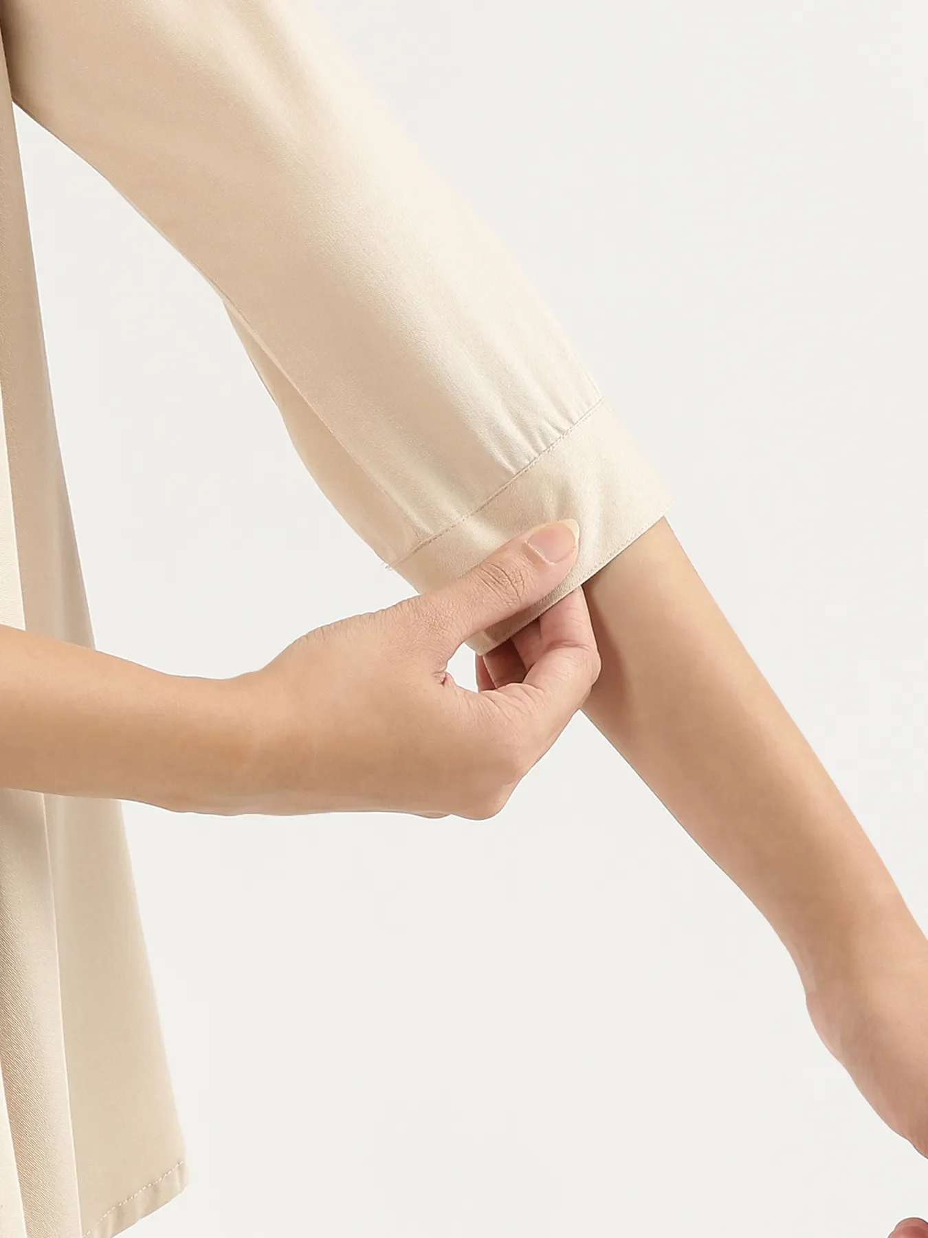 Women Beige Viscose Pleated Top - Image 7