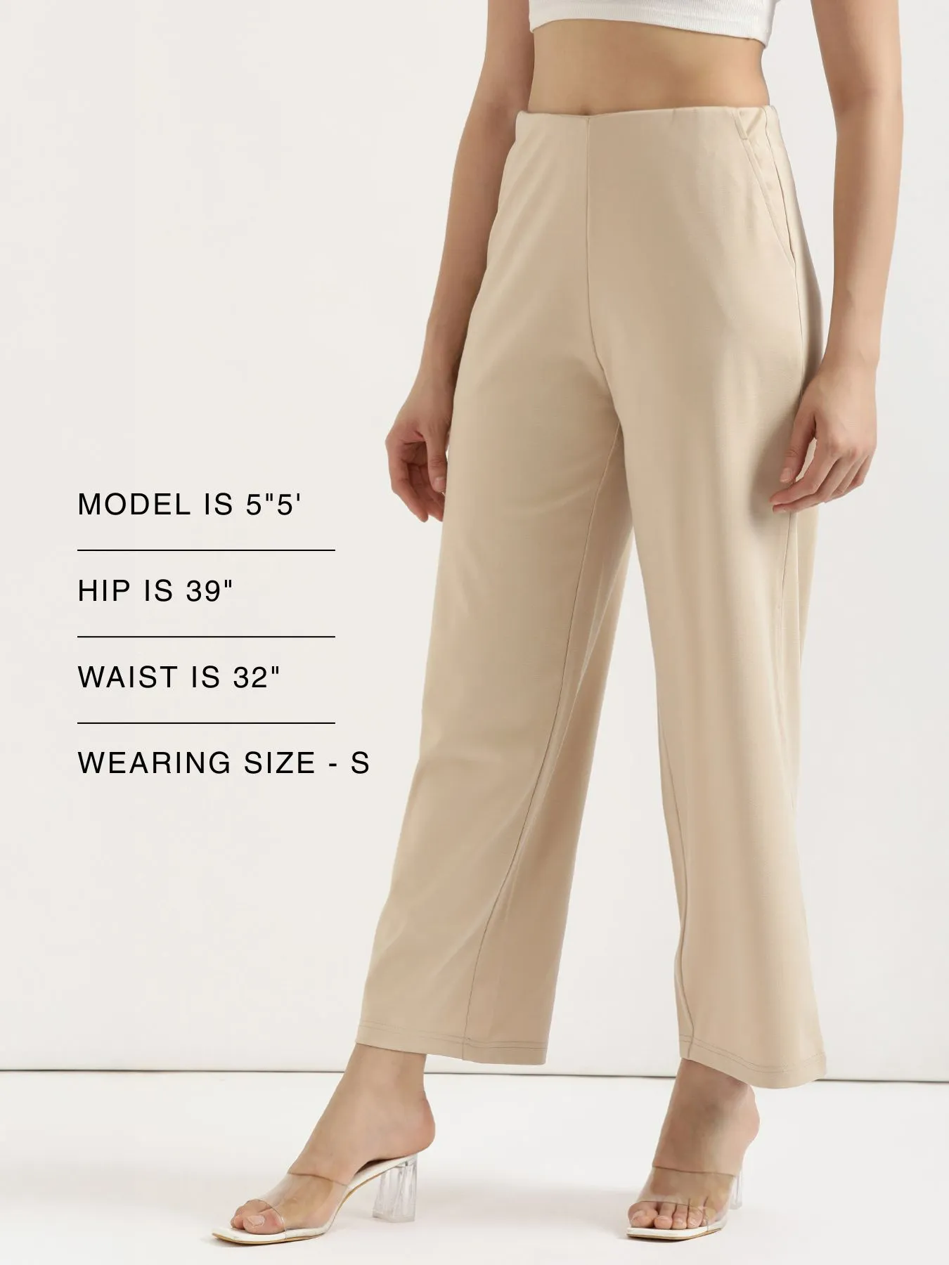 Women Beige Wide Leg Pants - Image 11