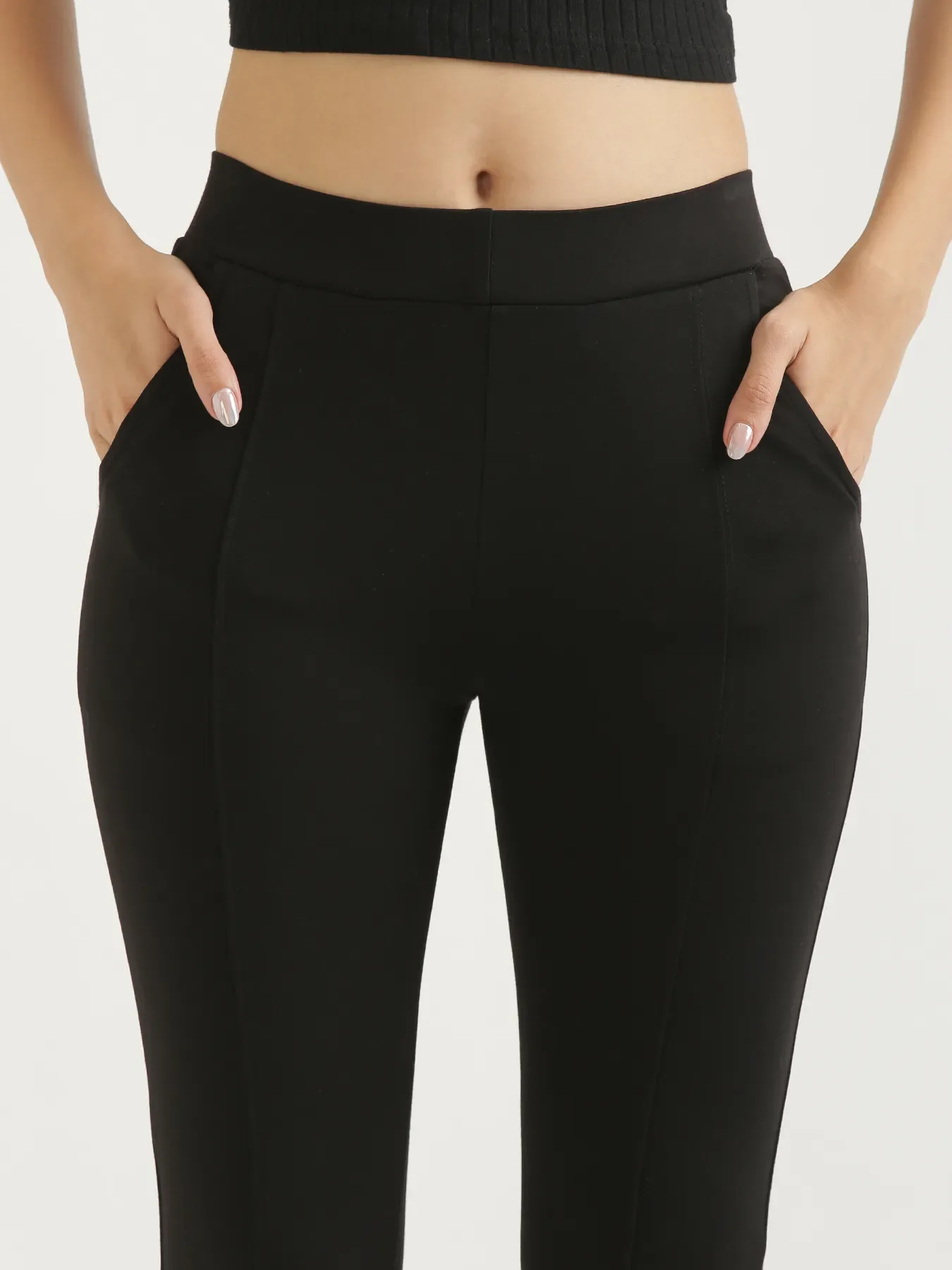 Women Black 4-Way Stretchable Pants - Image 6