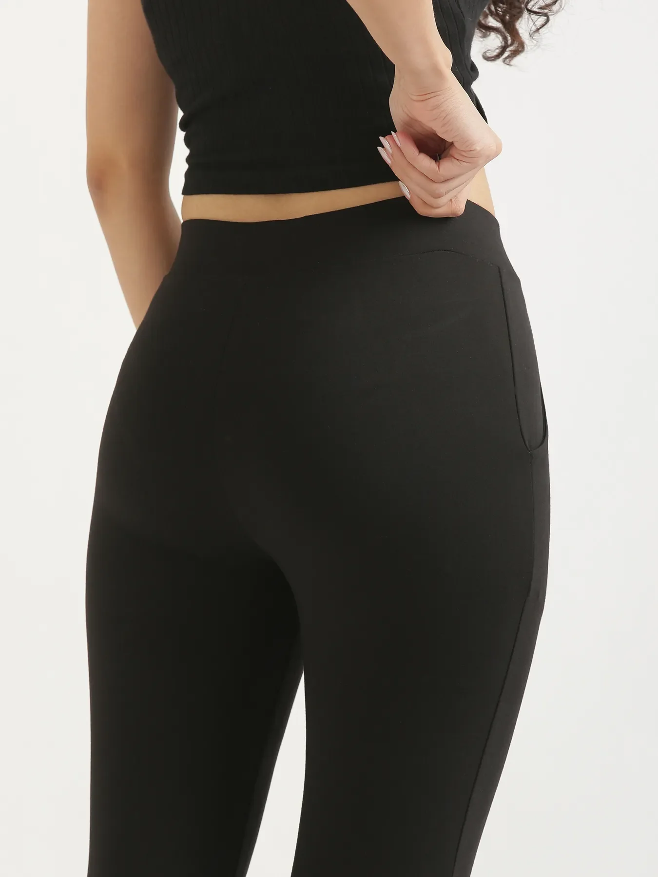 Women Black 4-Way Stretchable Pants - Image 8