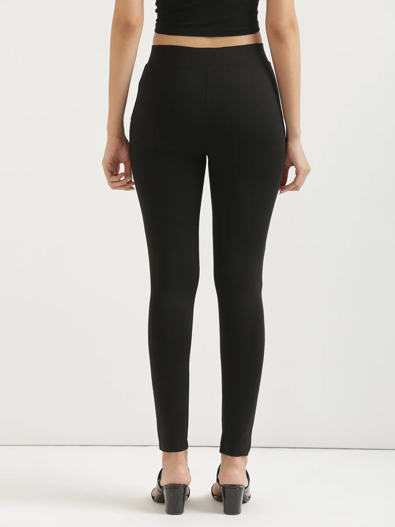 Women Black 4-Way Stretchable Pants - Image 9