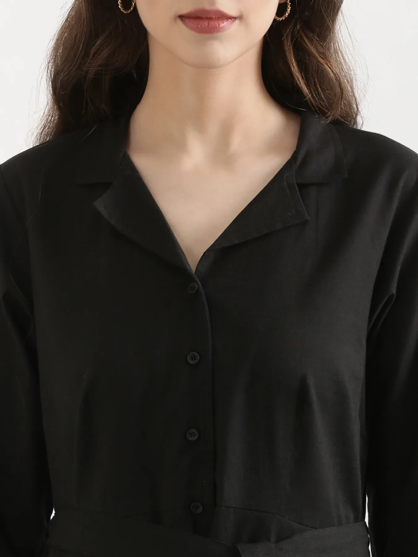 Women Black Airy Linen Flared Dress - Image 10