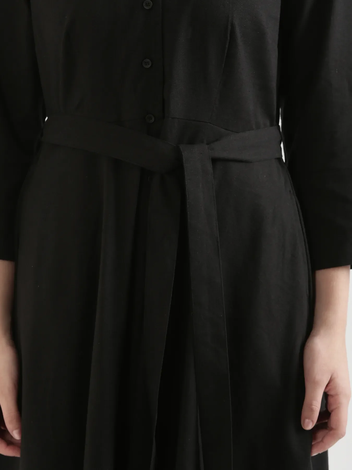 Women Black Airy Linen Flared Dress - Image 14