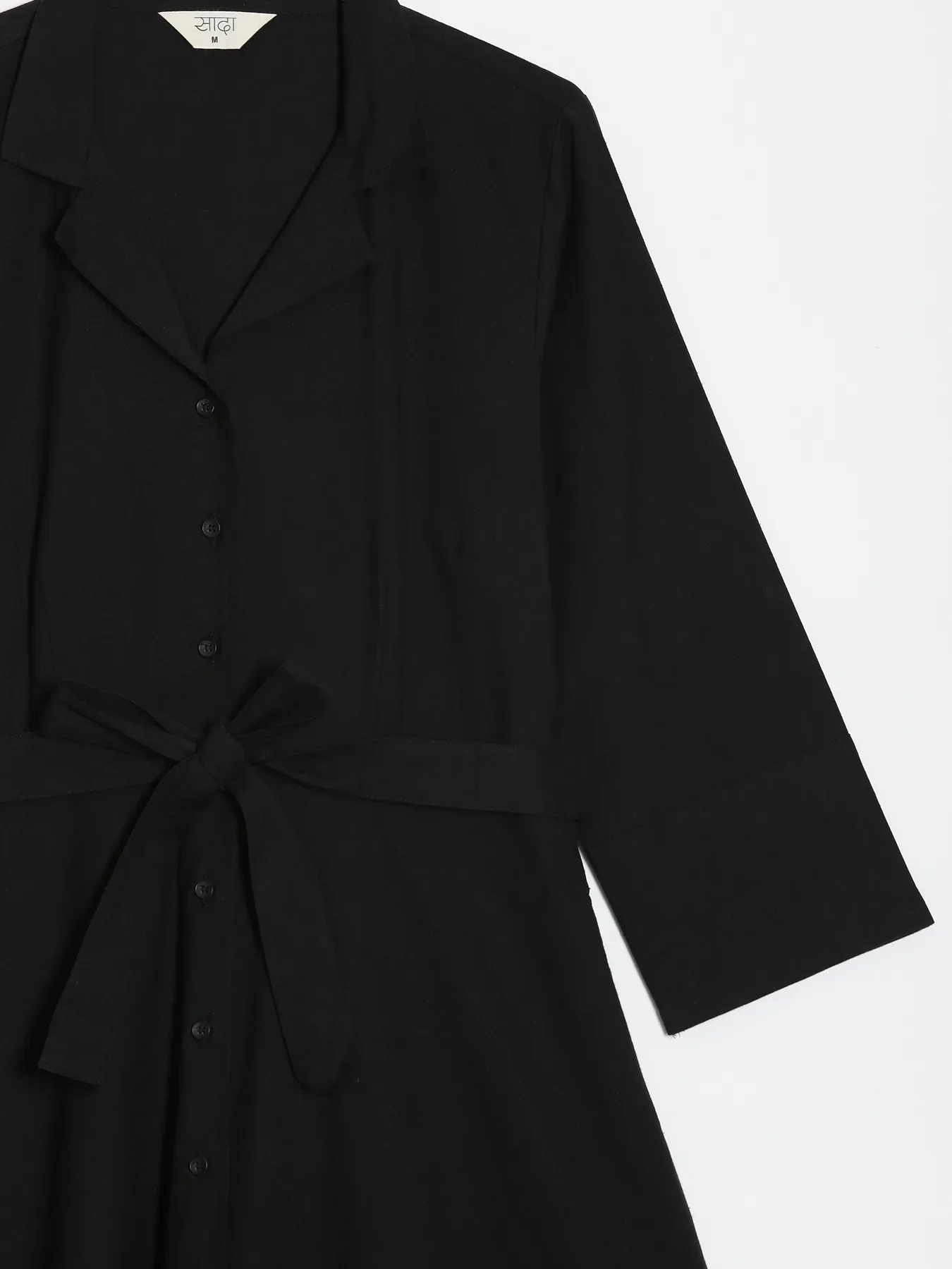 Women Black Airy Linen Flared Dress - Image 15