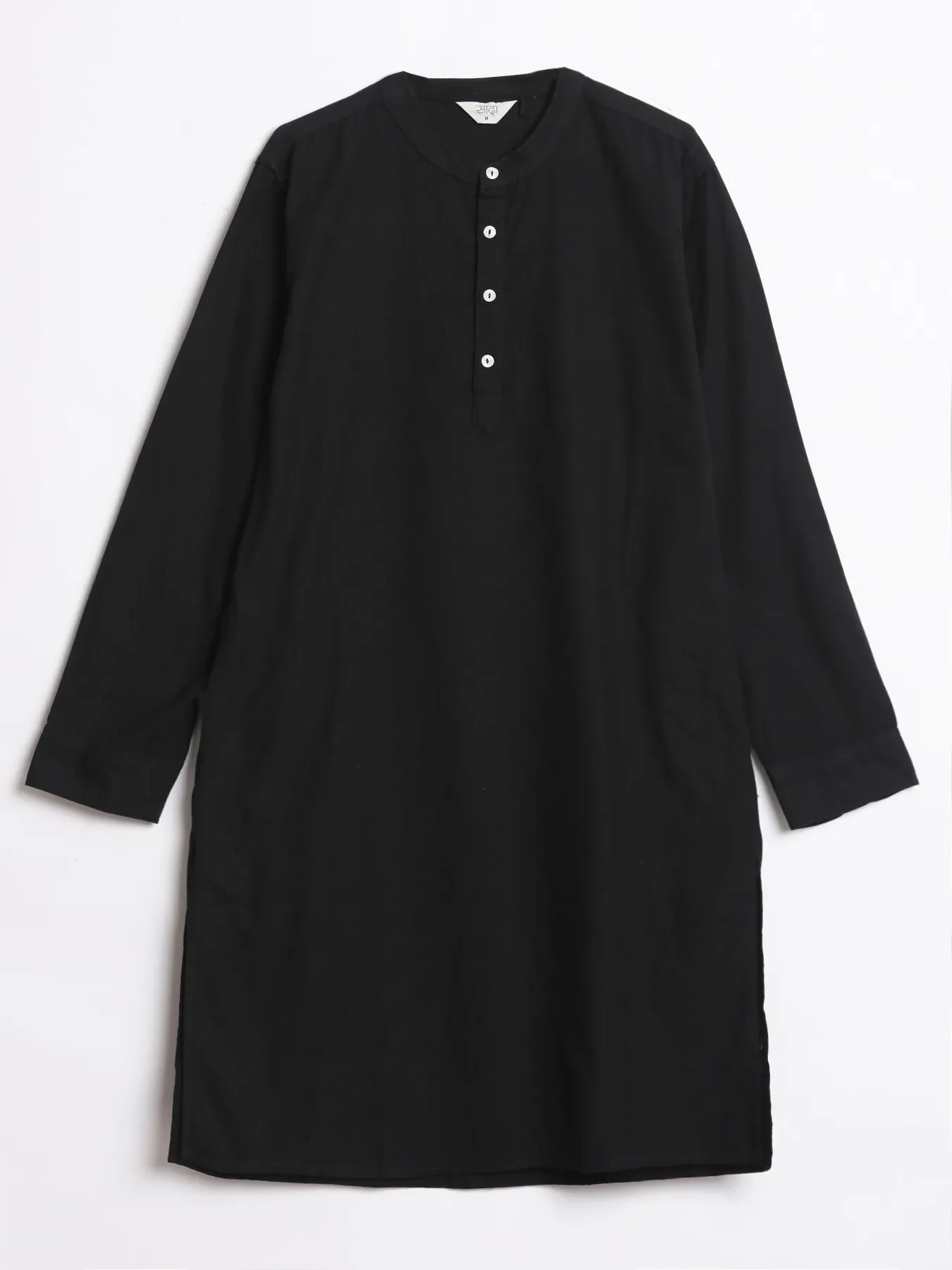 Men Black Airy Linen Long Kurta - Image 14