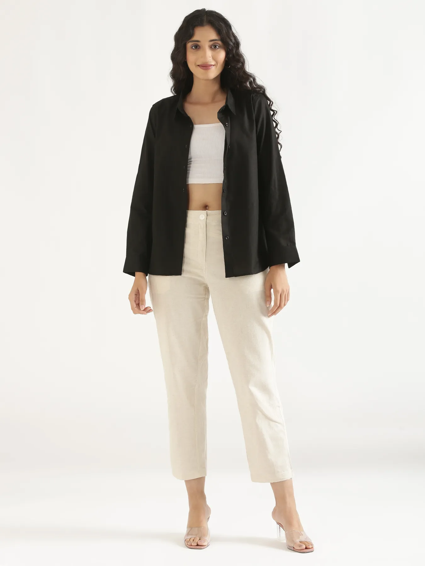 Women Black Airy-Linen Shirt - Image 10