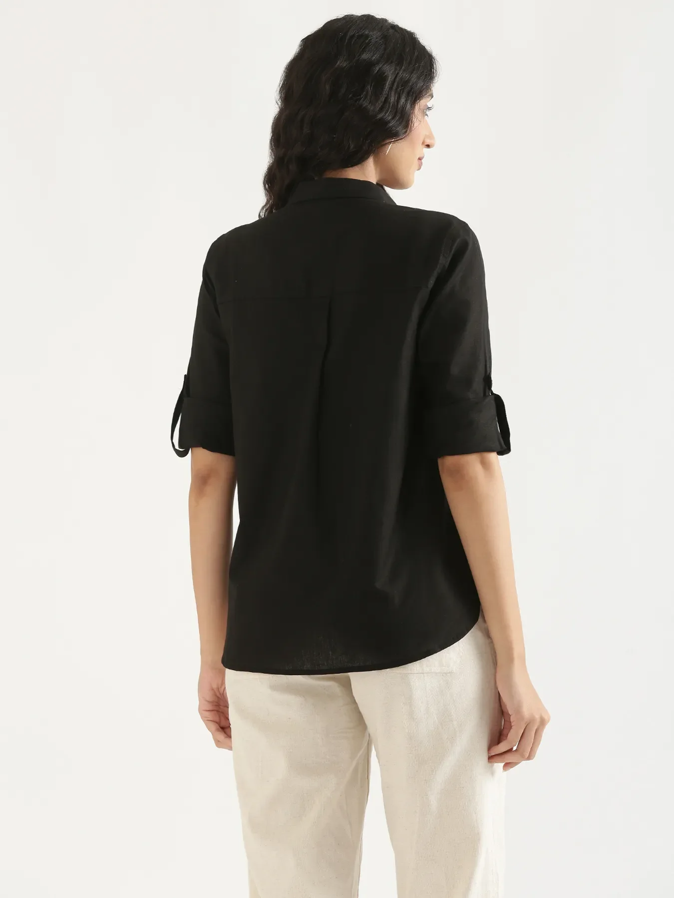 Women Black Airy-Linen Shirt - Image 4