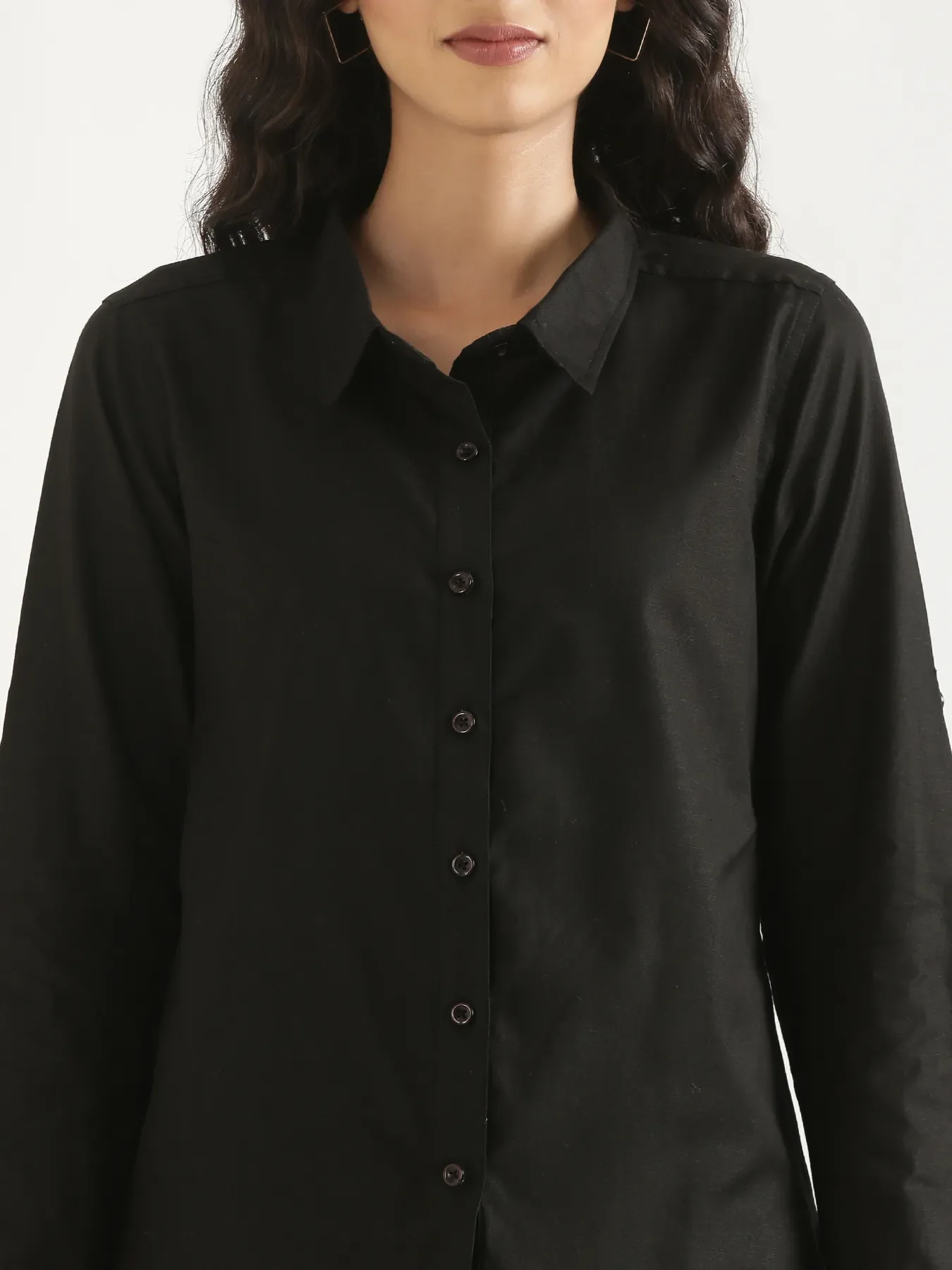 Women Black Airy-Linen Shirt - Image 5