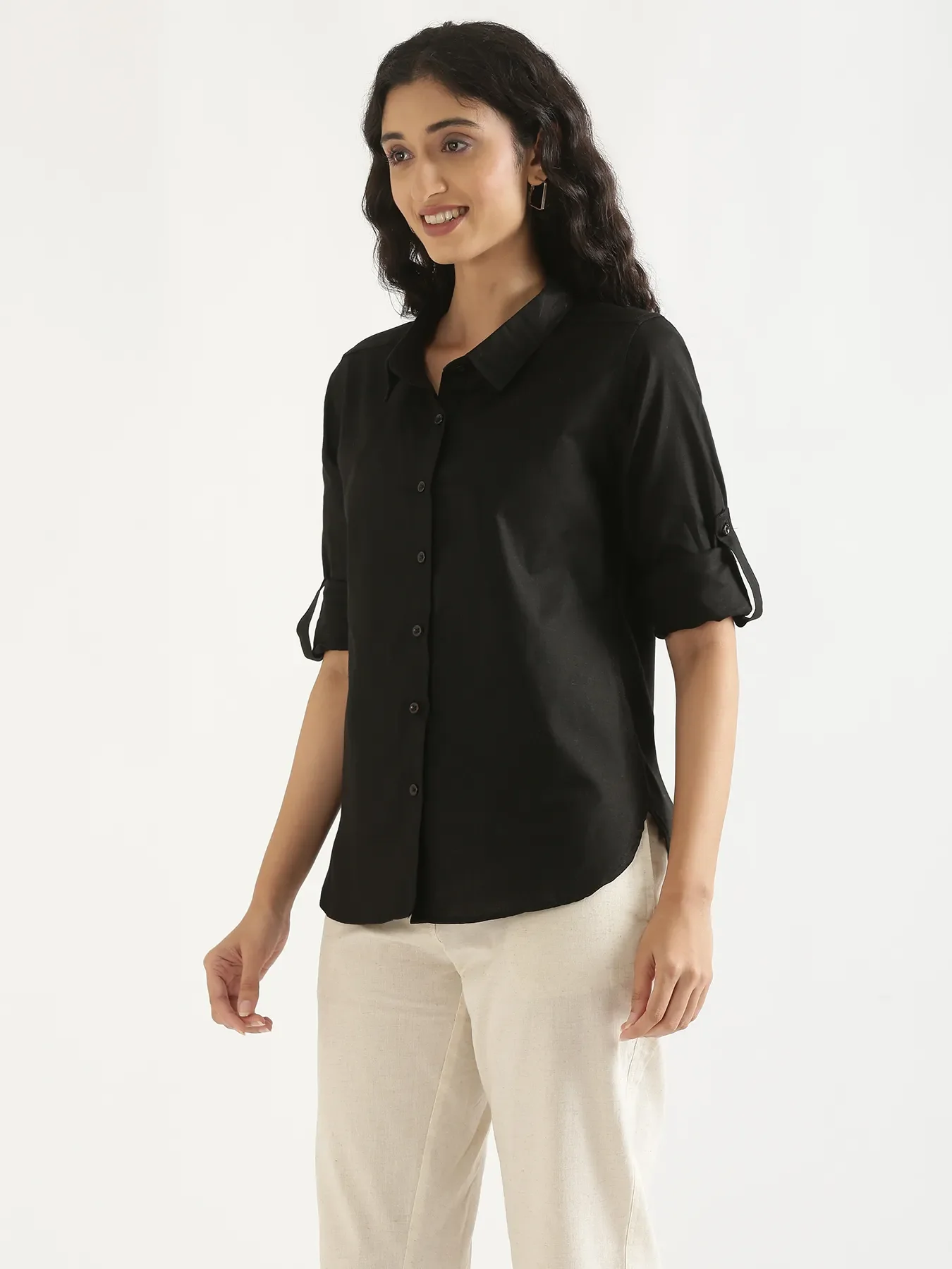 Women Black Airy-Linen Shirt - Image 8