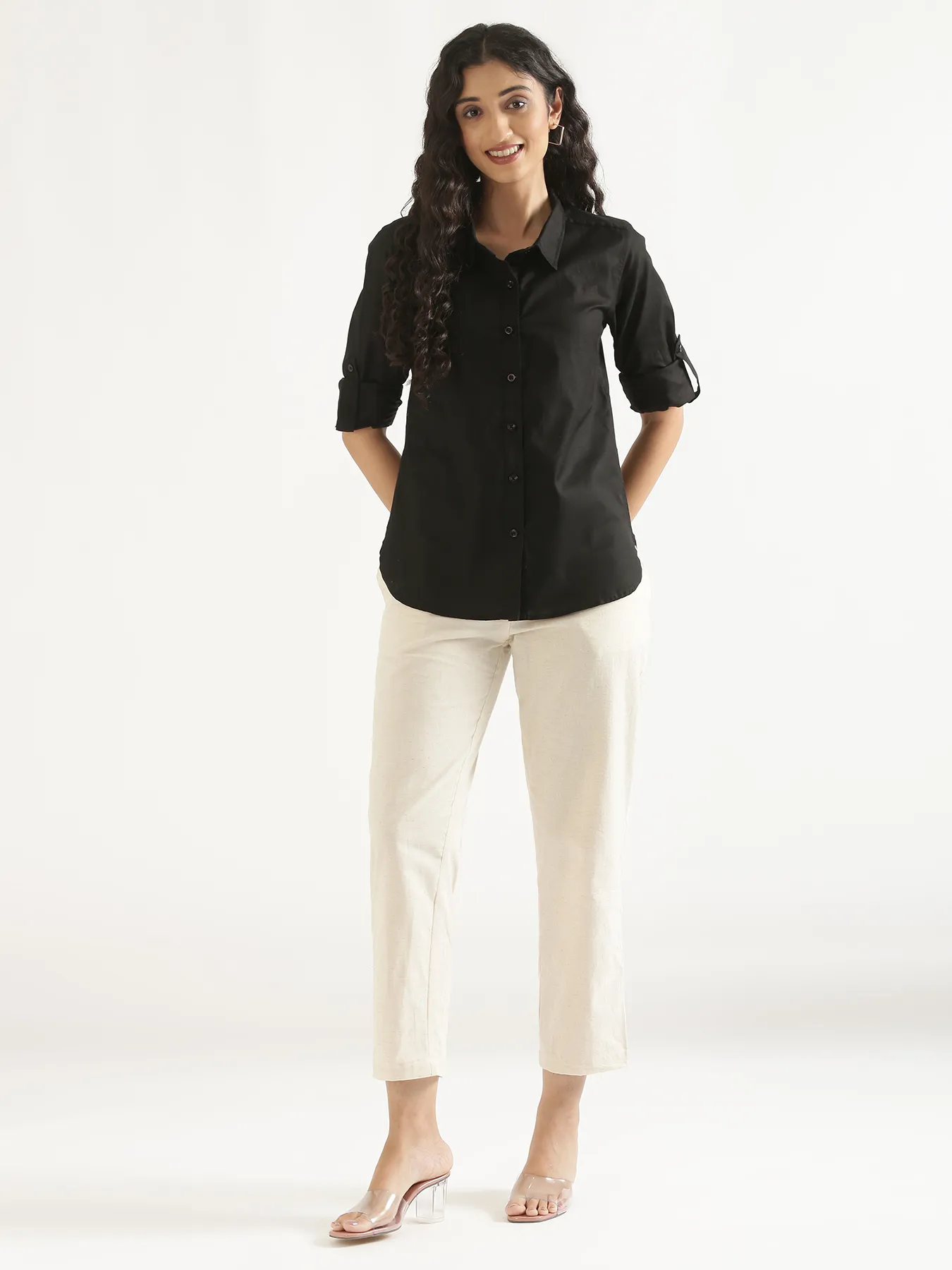 Women Black Airy-Linen Shirt - Image 9