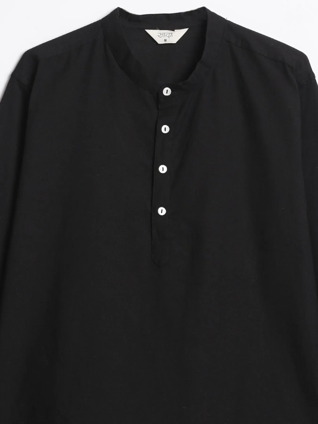Men Black Airy Linen Short Kurta - Image 11