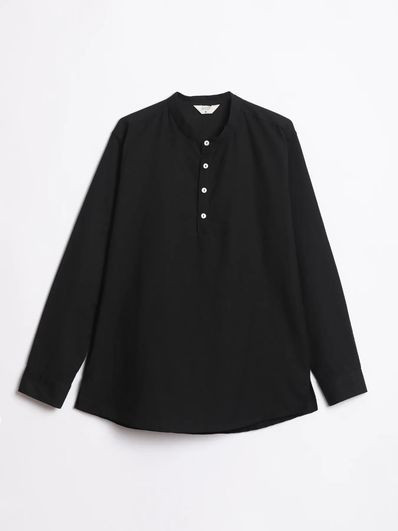 Men Black Airy Linen Short Kurta - Image 12