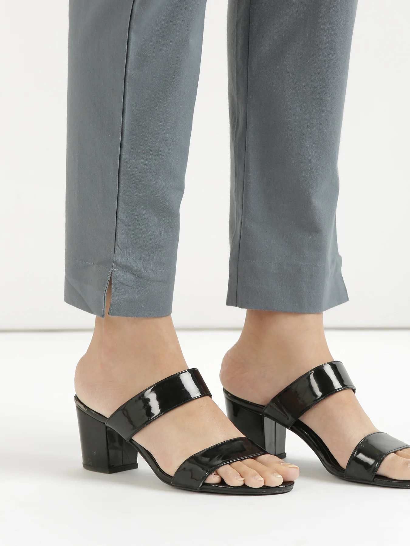 Women Black & Cement Grey Cotton Pant - Image 20