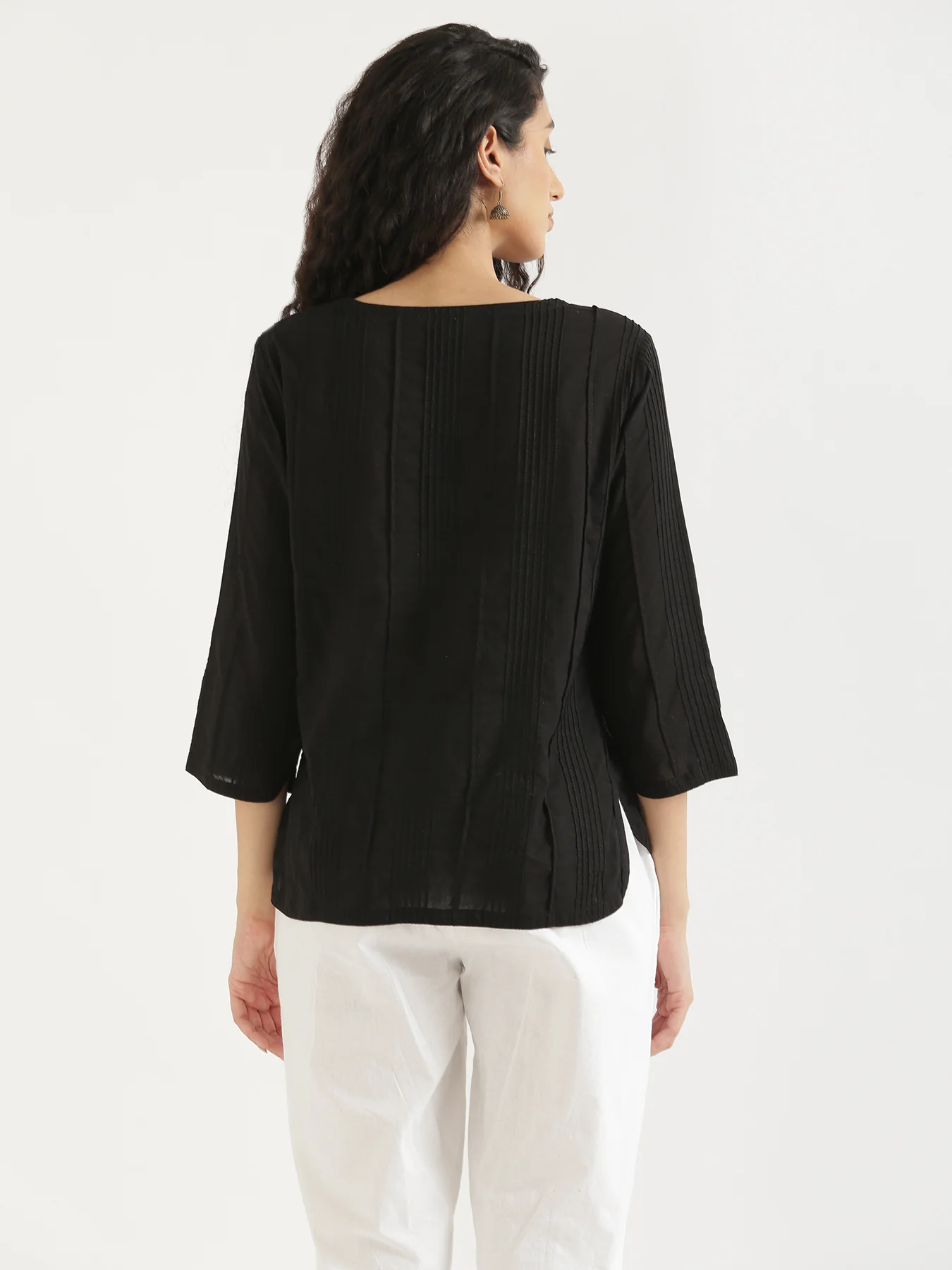 Women Black Everyday Cotton Top - Image 5