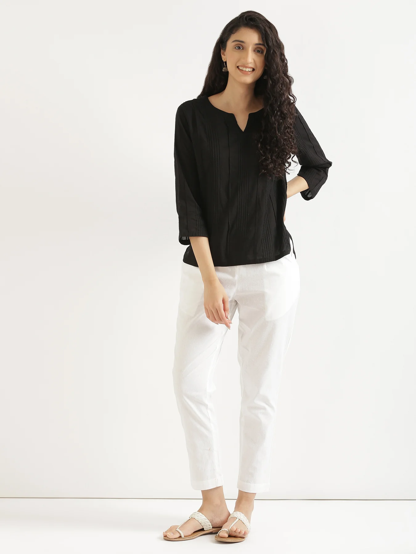 Women Black Everyday Cotton Top - Image 6