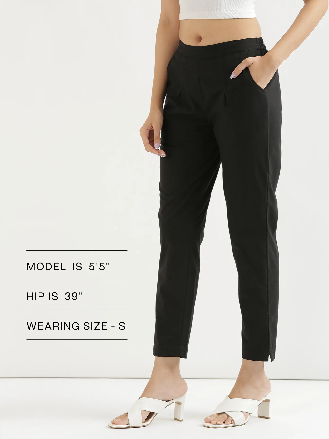 Women Black Cotton Pant - Image 11