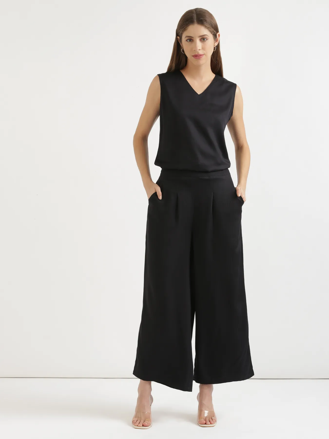 Women Black Viscose Palazzo Pant - Image 10