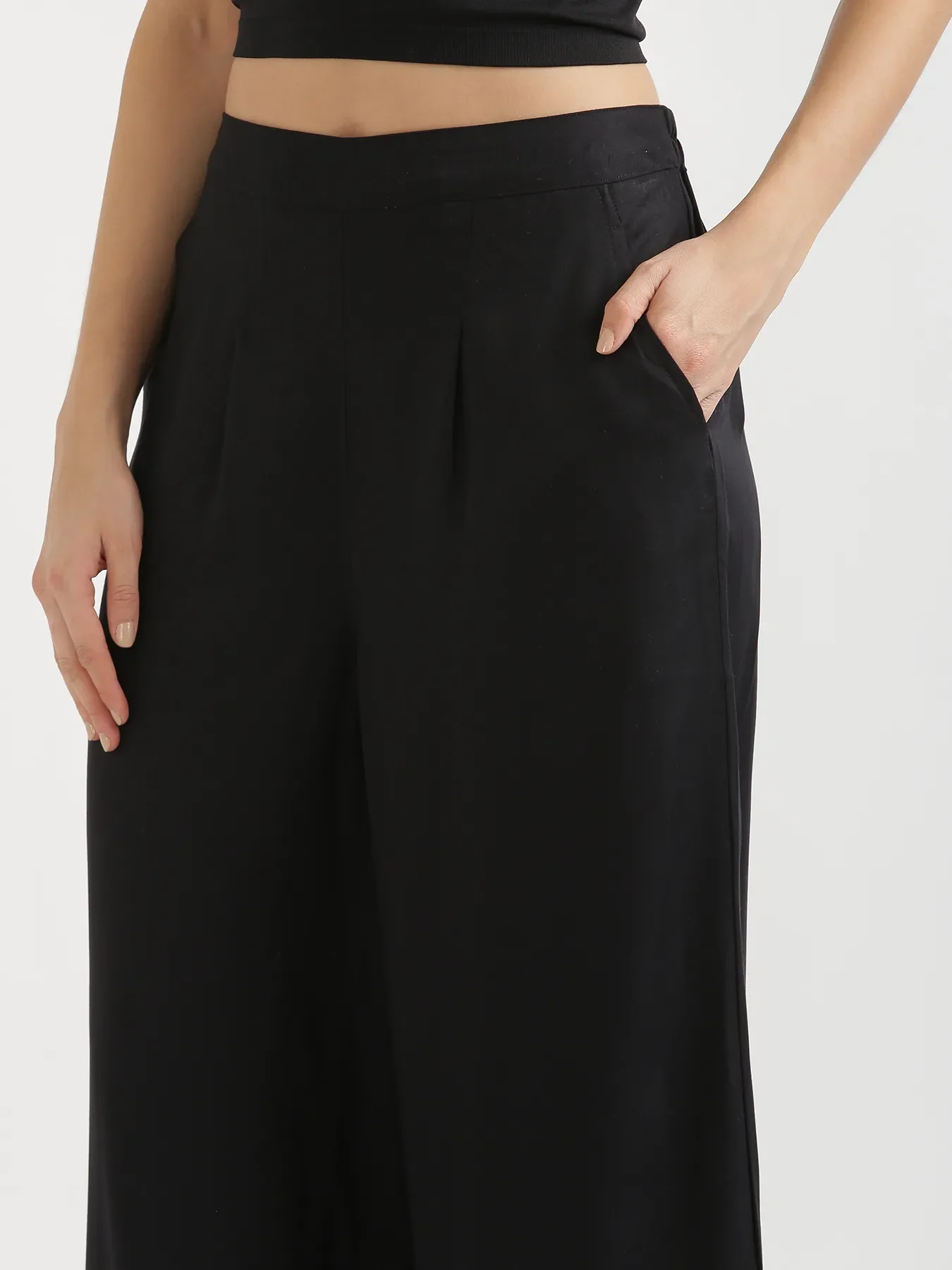 Women Black Viscose Palazzo Pant - Image 5