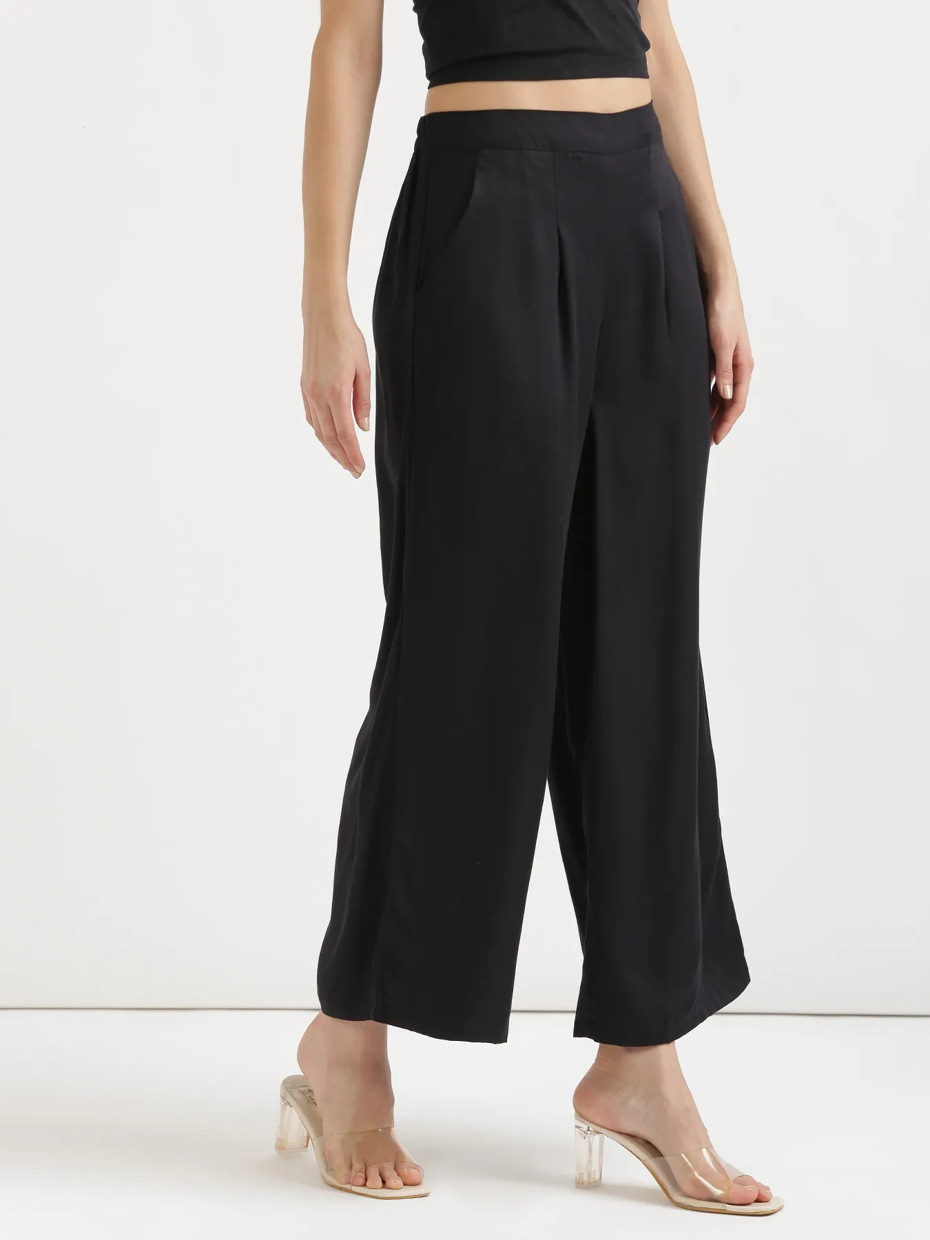 Women Black Viscose Palazzo Pant - Image 7