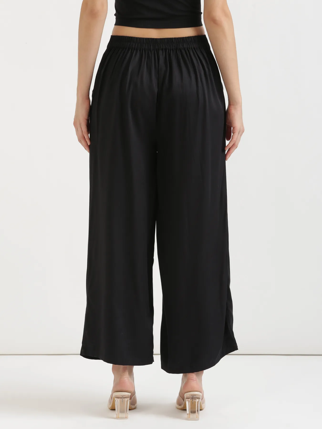 Women Black Viscose Palazzo Pant - Image 8