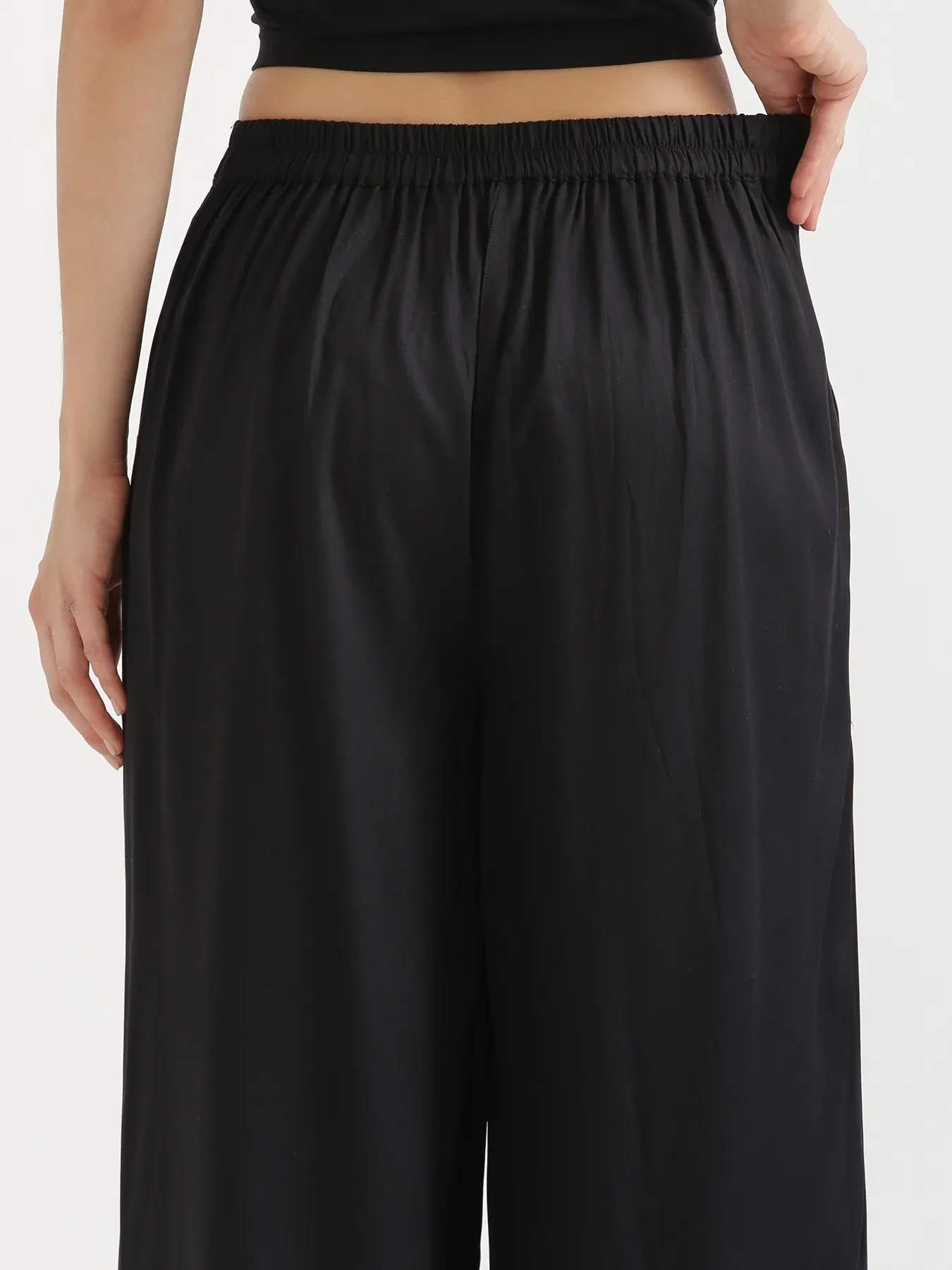 Women Black Viscose Palazzo Pant - Image 9