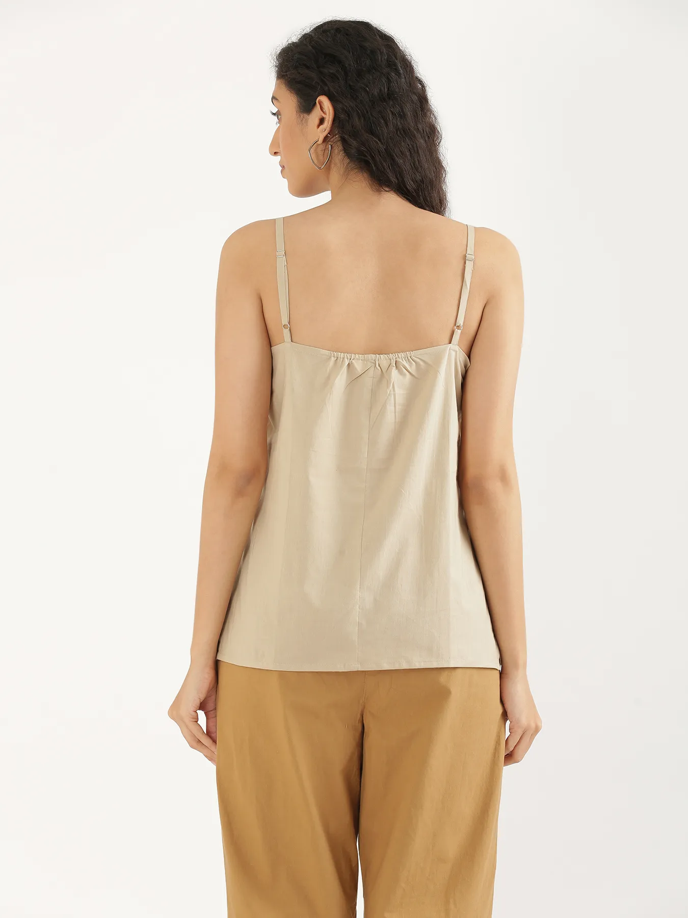 Black , White & Nude Cotton Camisole Top - Image 19