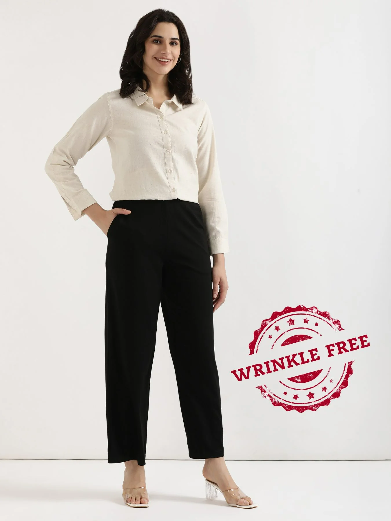 Women Black Wide Leg Pants - Image 4