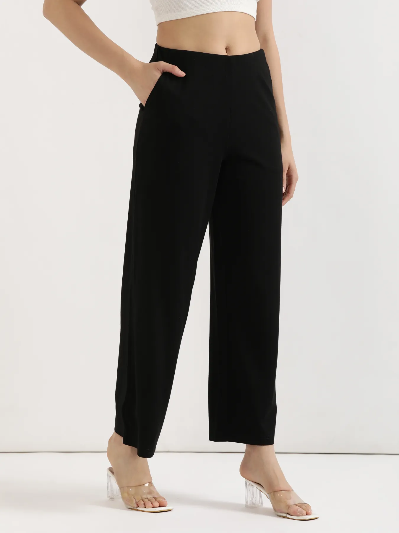 Women Black Wide Leg Pants - Image 6
