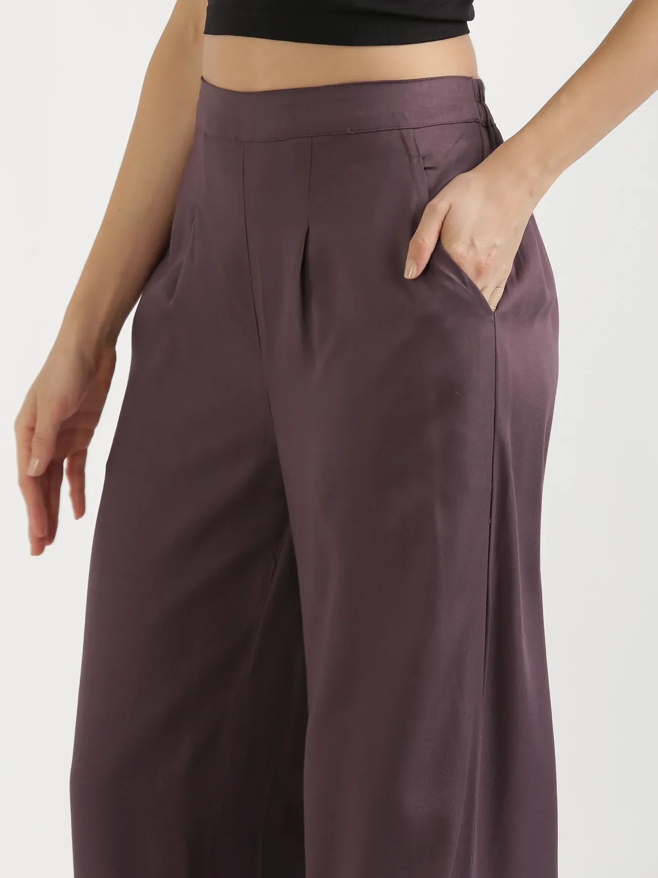 Women Brinjal Viscose Palazzo Pant - Image 5
