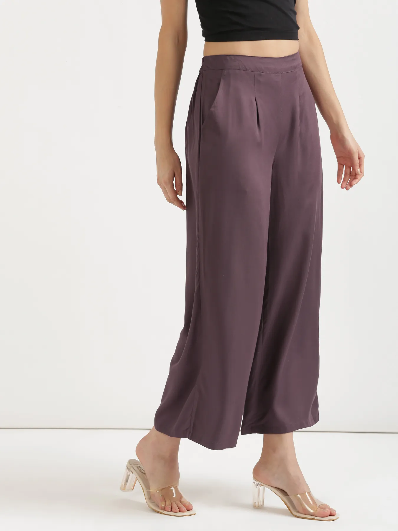 Women Brinjal Viscose Palazzo Pant - Image 7