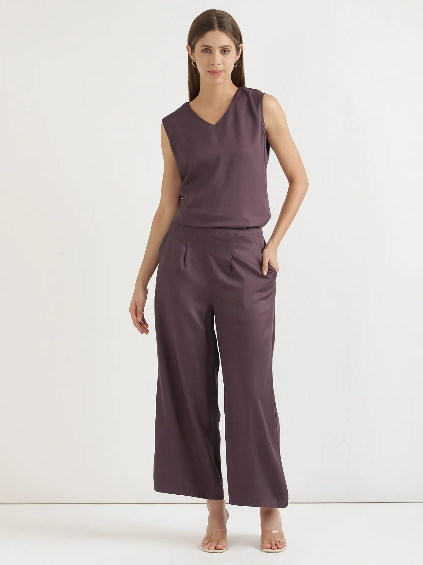 Women Brinjal Viscose Palazzo Pant - Image 9