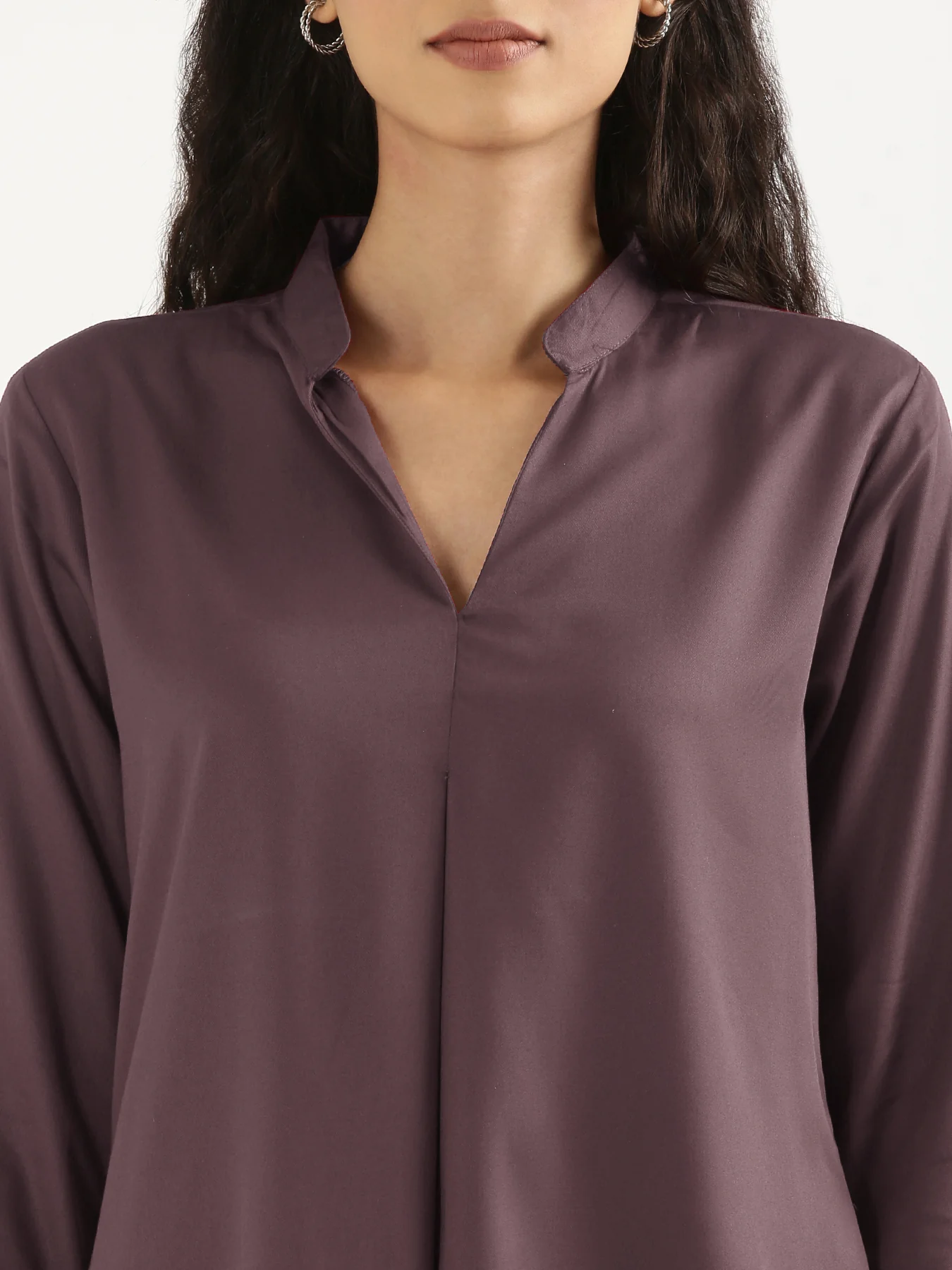 Women Brinjal Viscose Pleated Top - Image 10