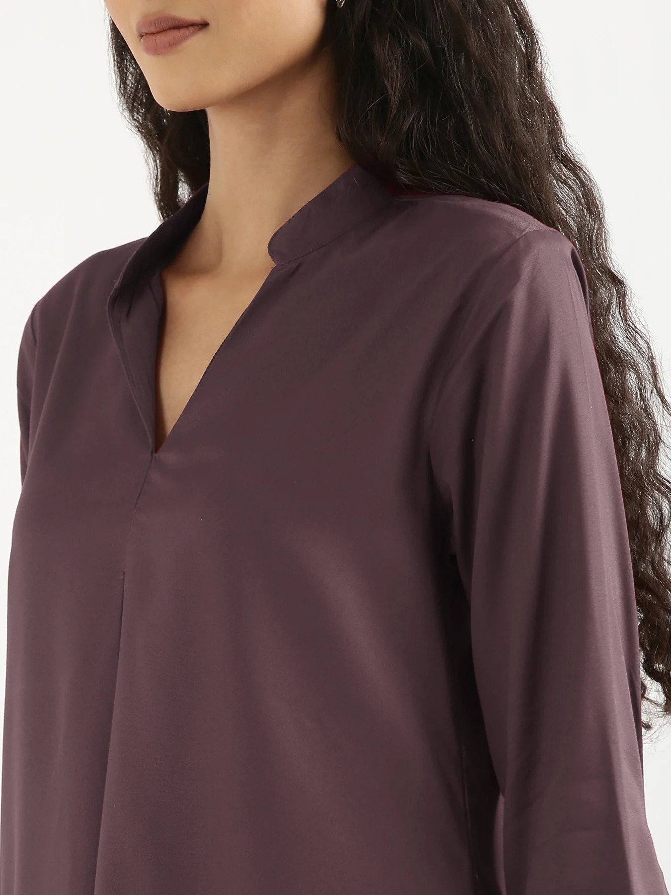 Women Brinjal Viscose Pleated Top - Image 11