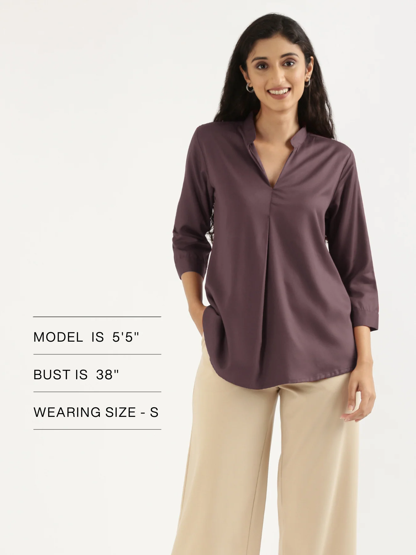 Women Brinjal Viscose Pleated Top - Image 13