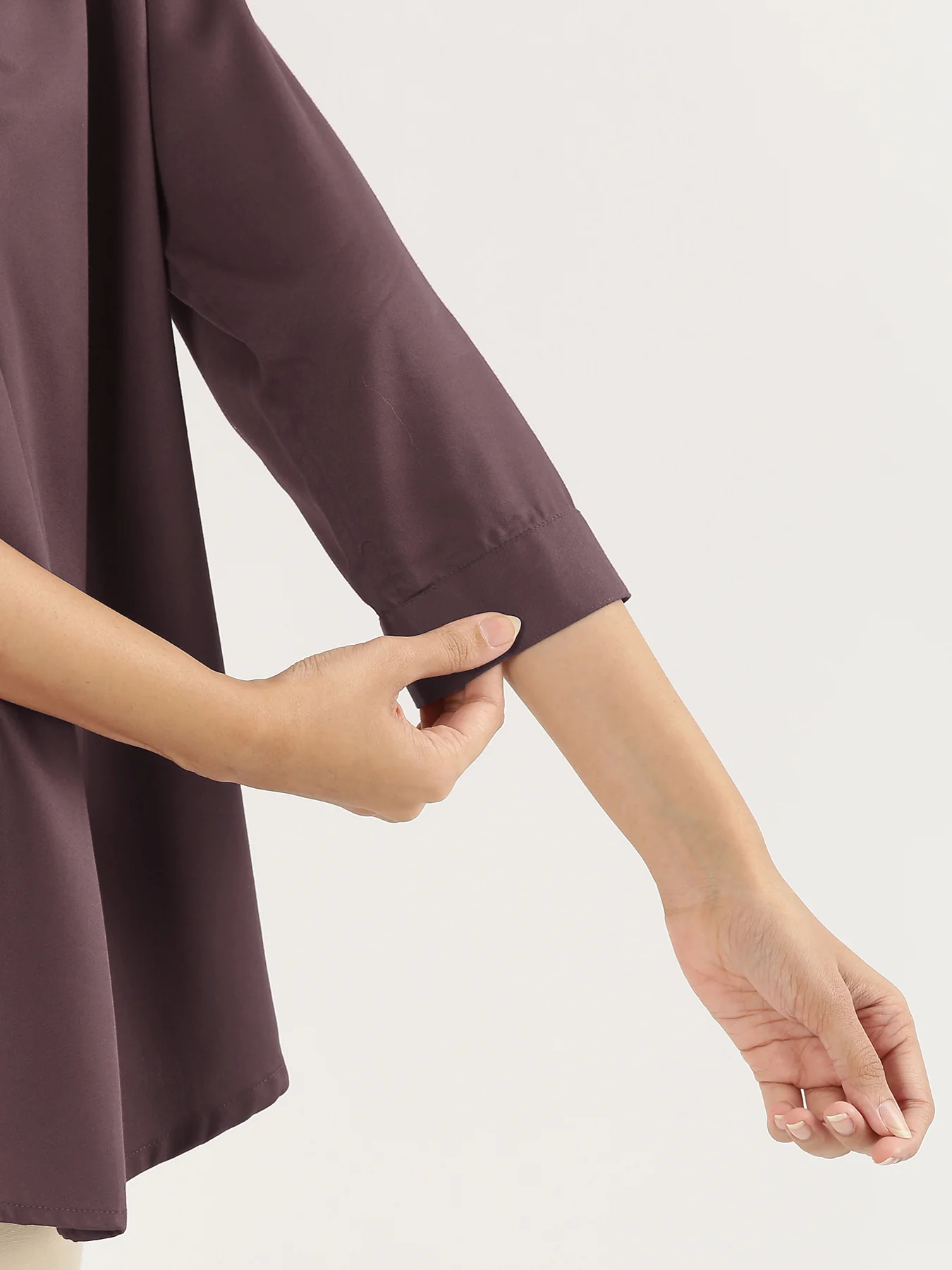 Women Brinjal Viscose Pleated Top - Image 9