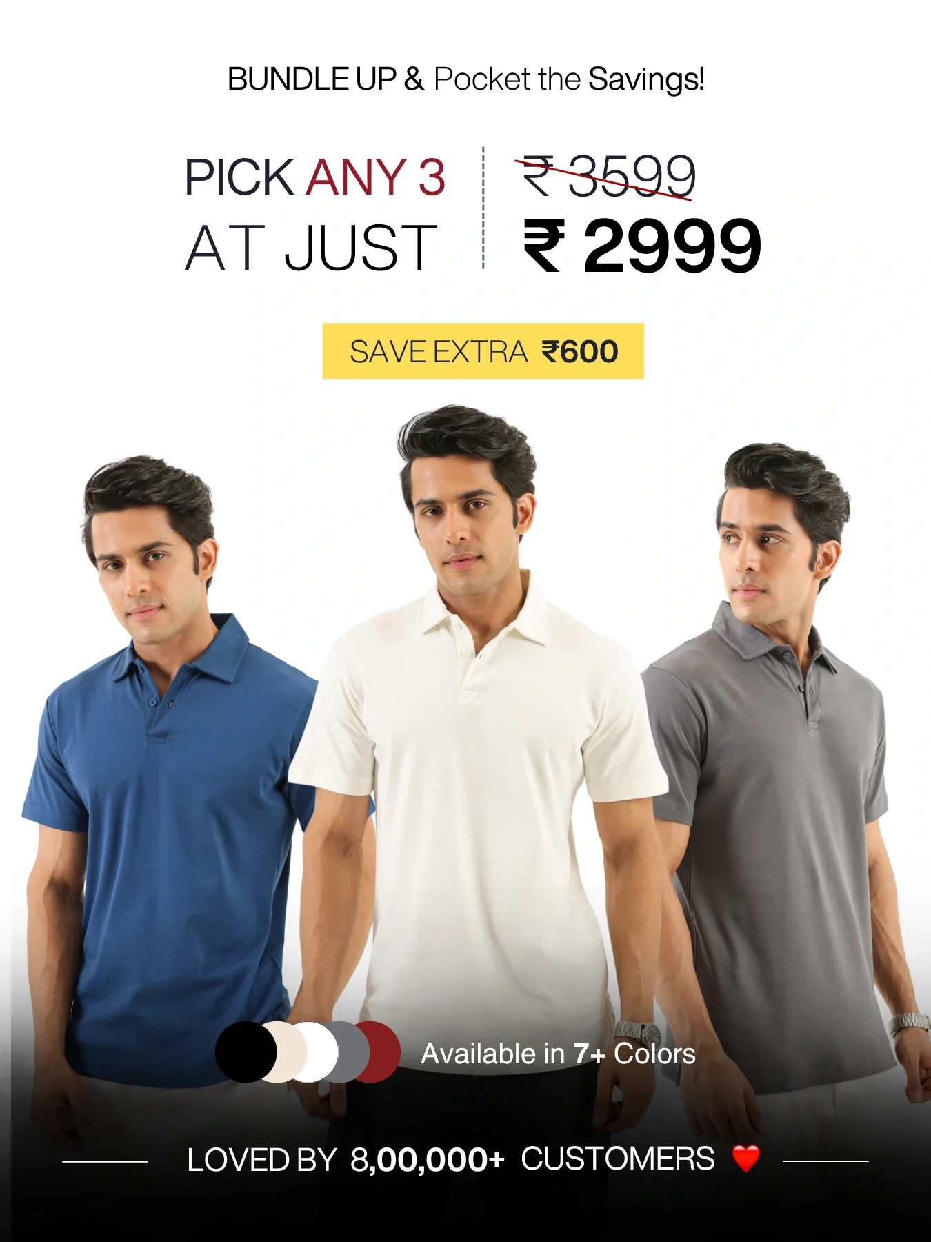 Buy Any 3 Men Polo T-Shirt