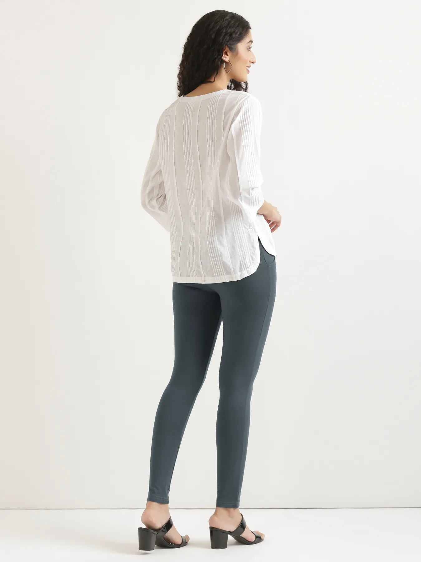 Women Cement Grey 4-Way Stretchable Pants - Image 10