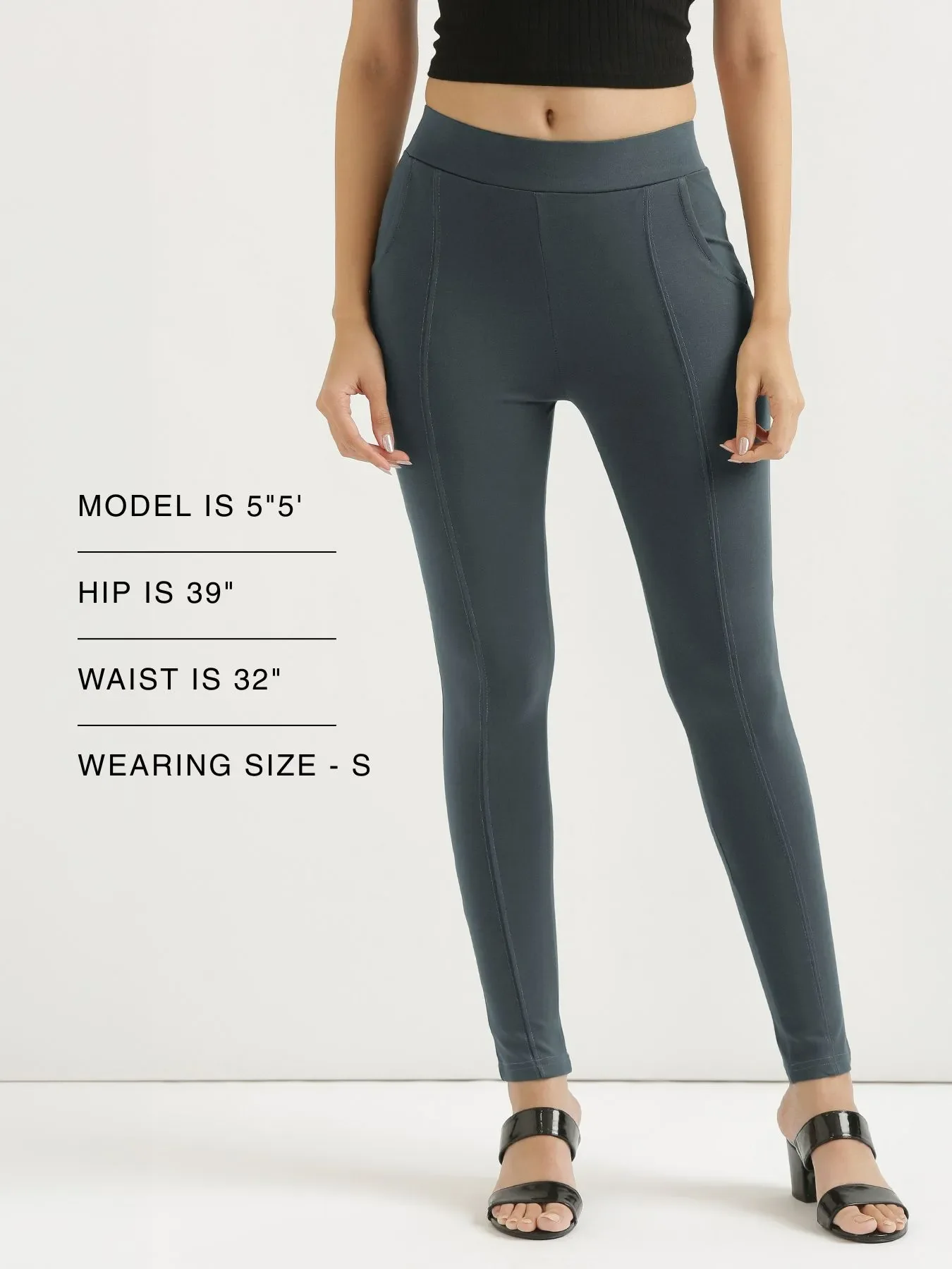 Women Cement Grey 4-Way Stretchable Pants - Image 13