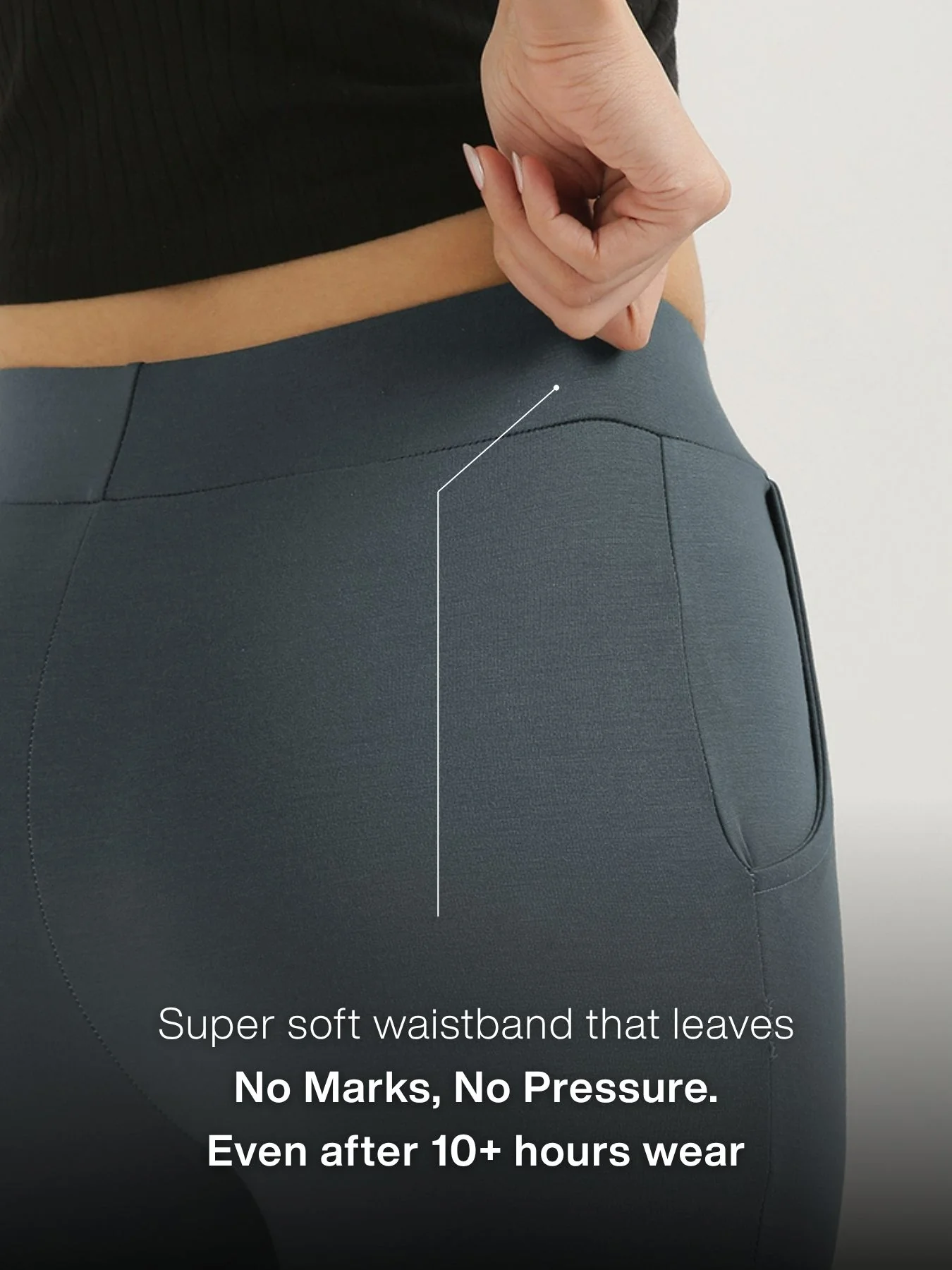 Women Cement Grey 4-Way Stretchable Pants - Image 5