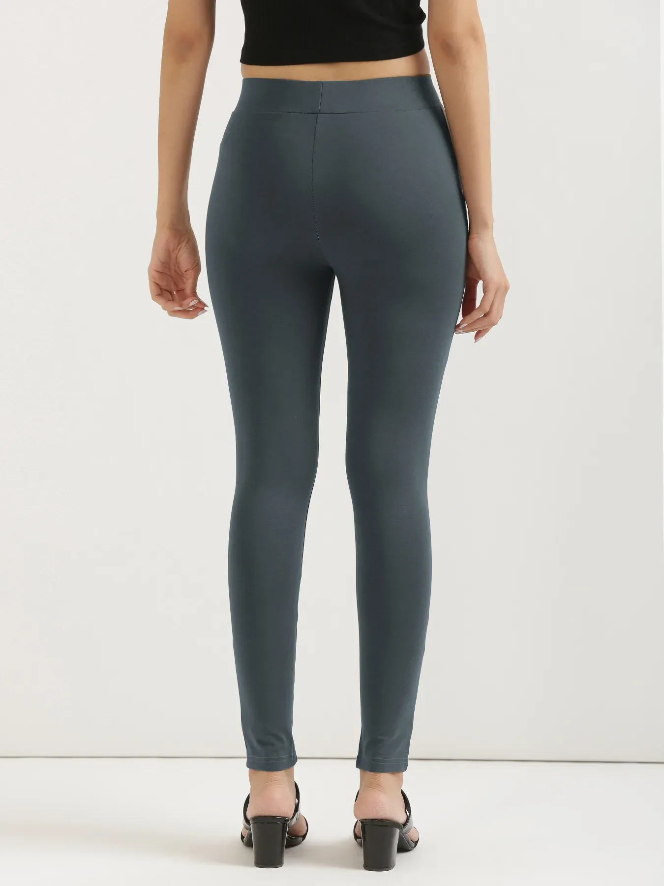 Women Cement Grey 4-Way Stretchable Pants - Image 9