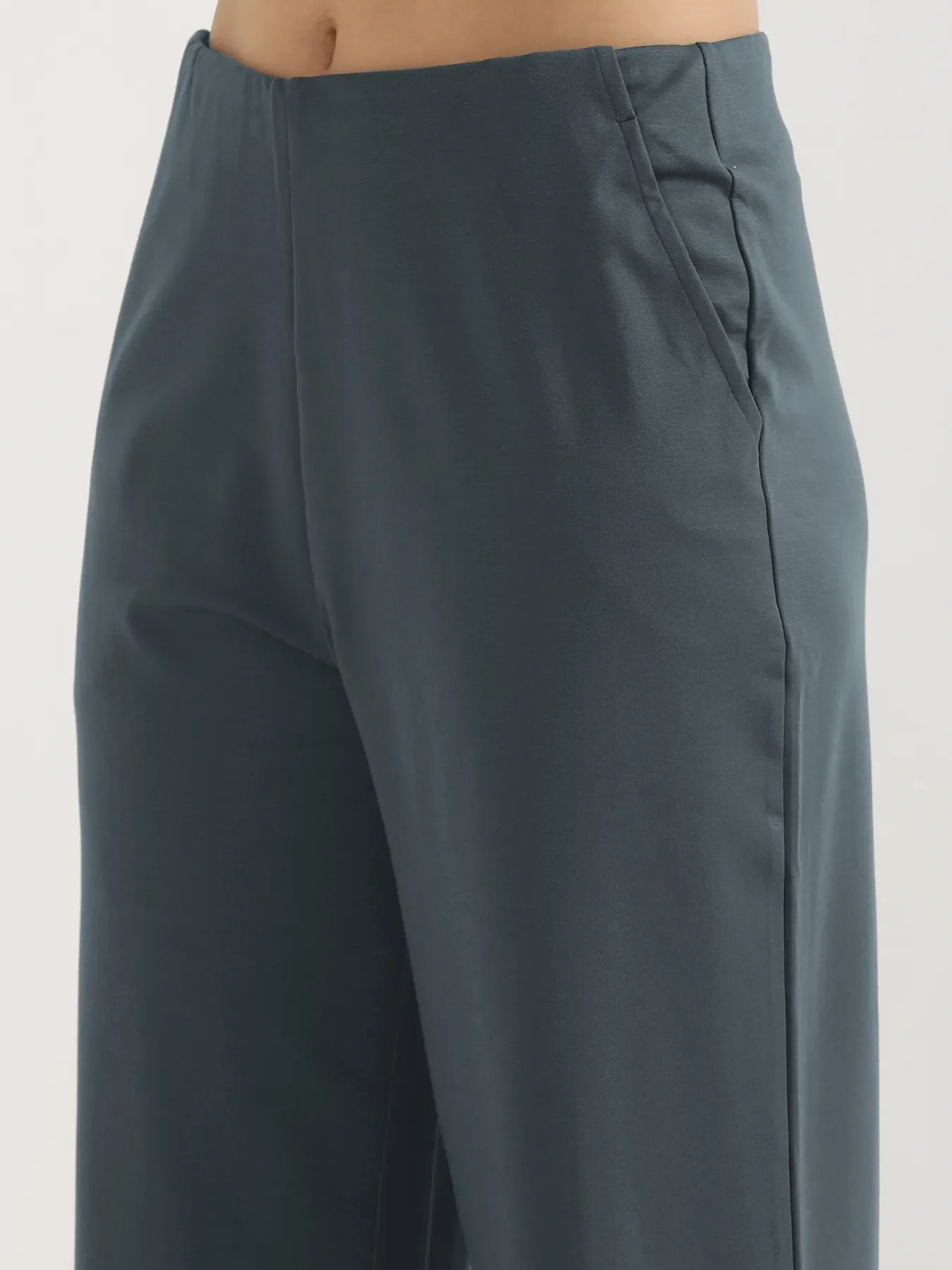 Women Cement Grey Wide Leg Pants - Image 11