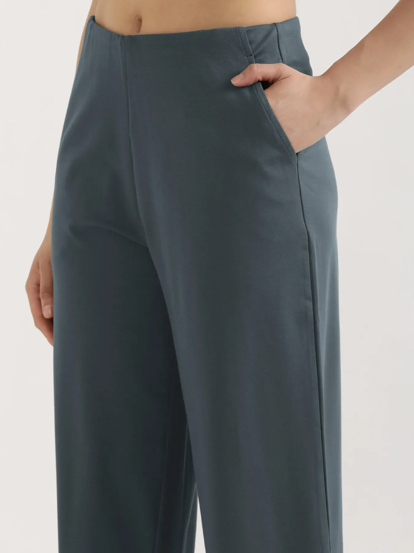Women Cement Grey Wide Leg Pants - Image 7