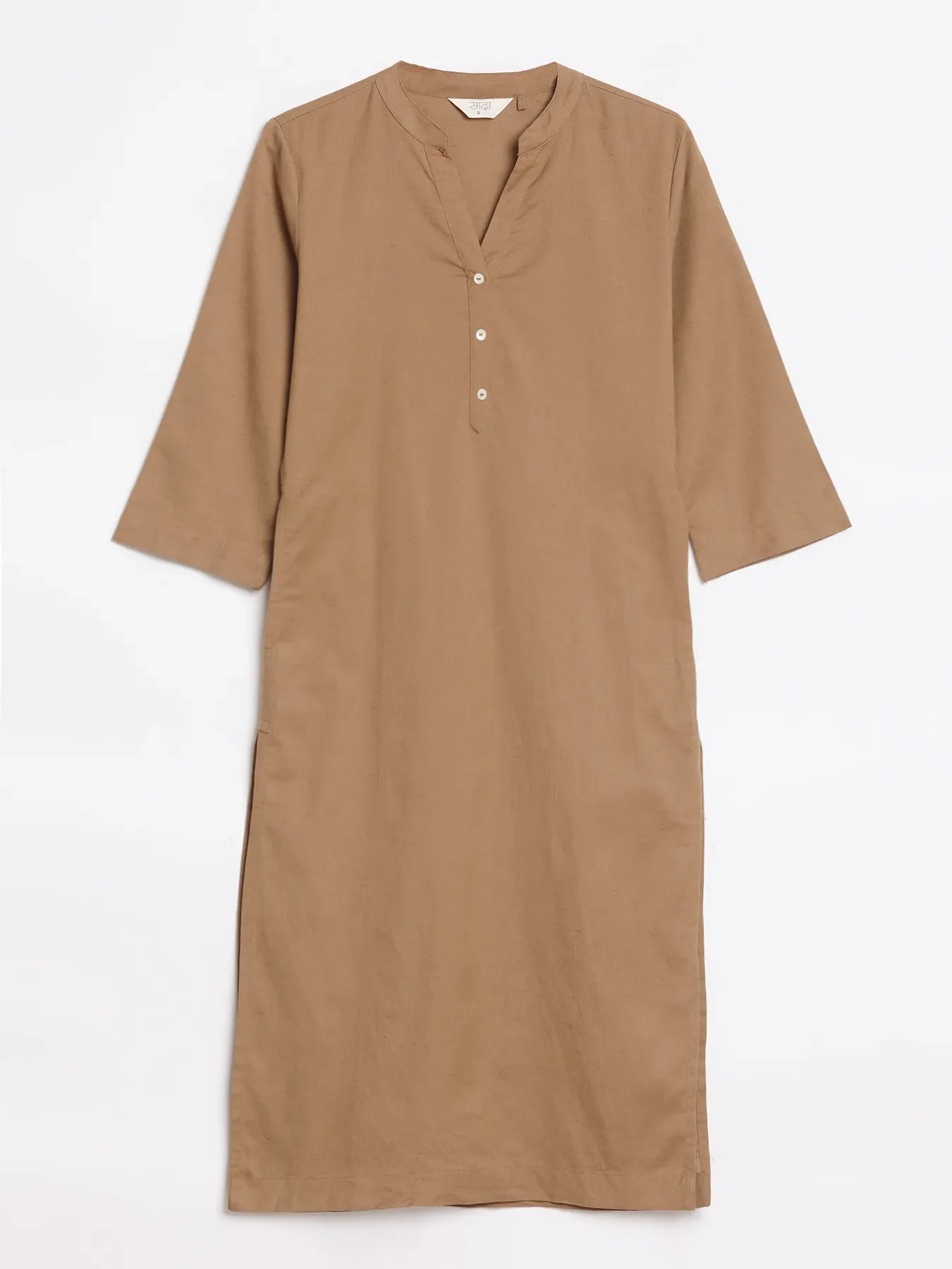 Women Coffee Brown Airy Linen Long Kurta - Image 13