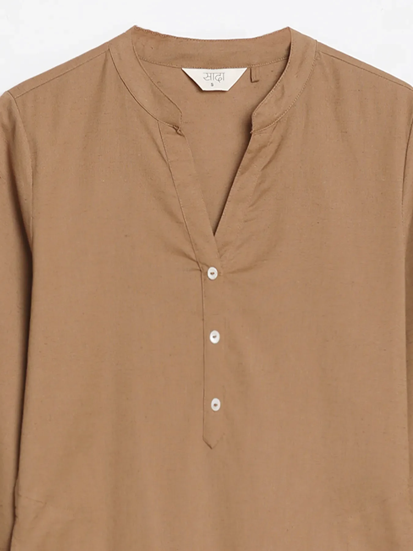 Women Coffee Brown Airy Linen Long Kurta - Image 14