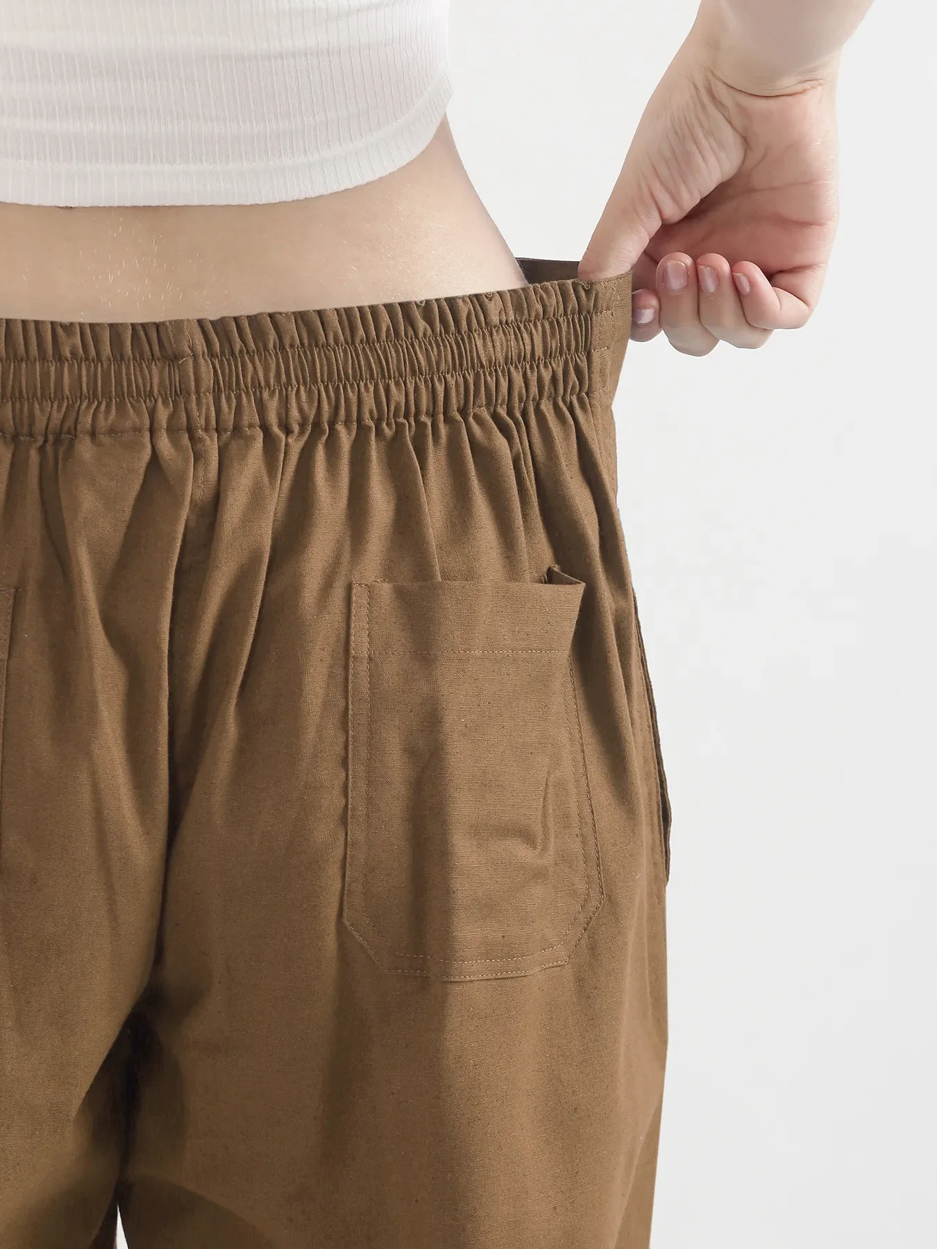 Women Coffee Brown Airy Linen Straight Pants - Image 10